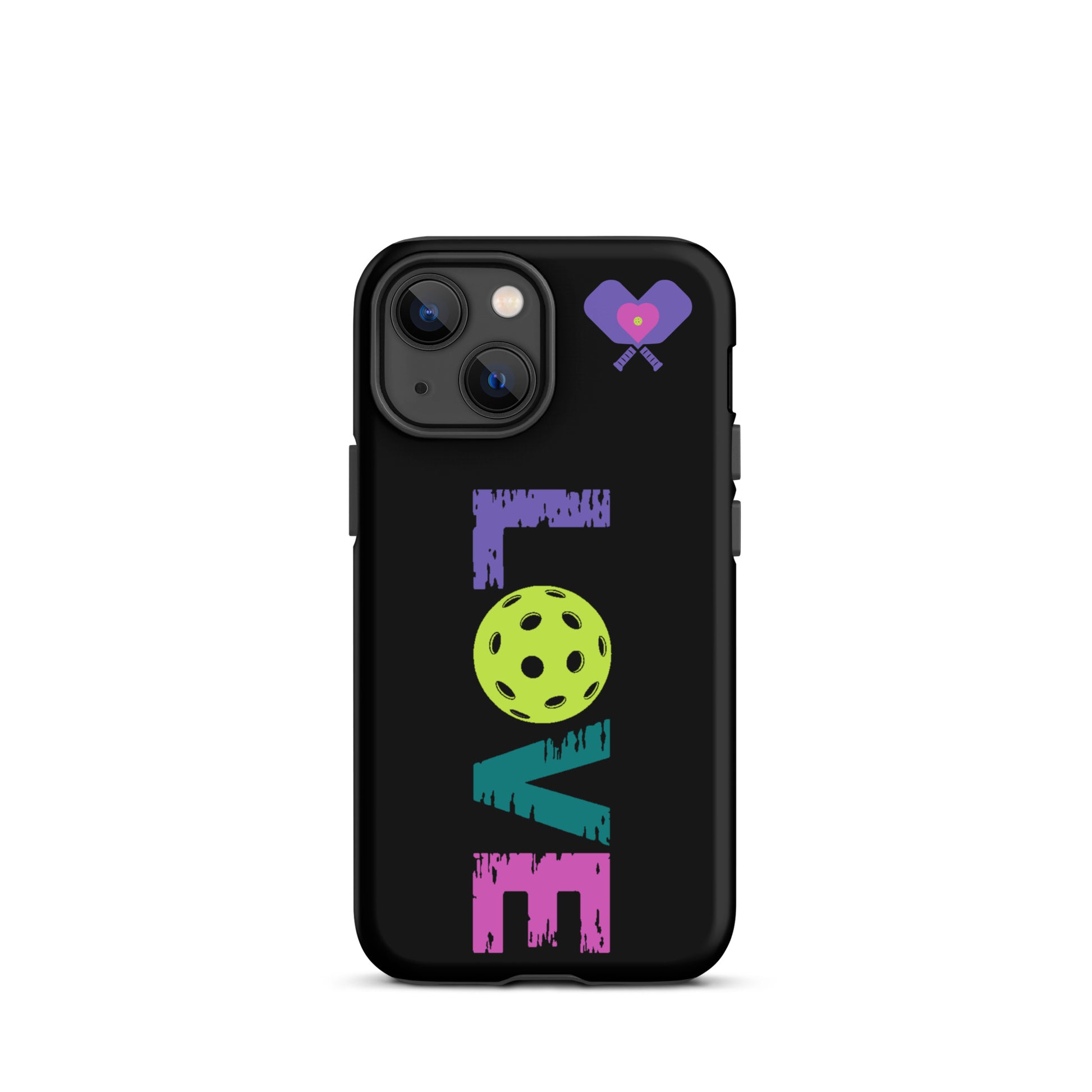 LOVE Pickleball Tough Case for iPhone®, featuring vibrant colors and a playful design.