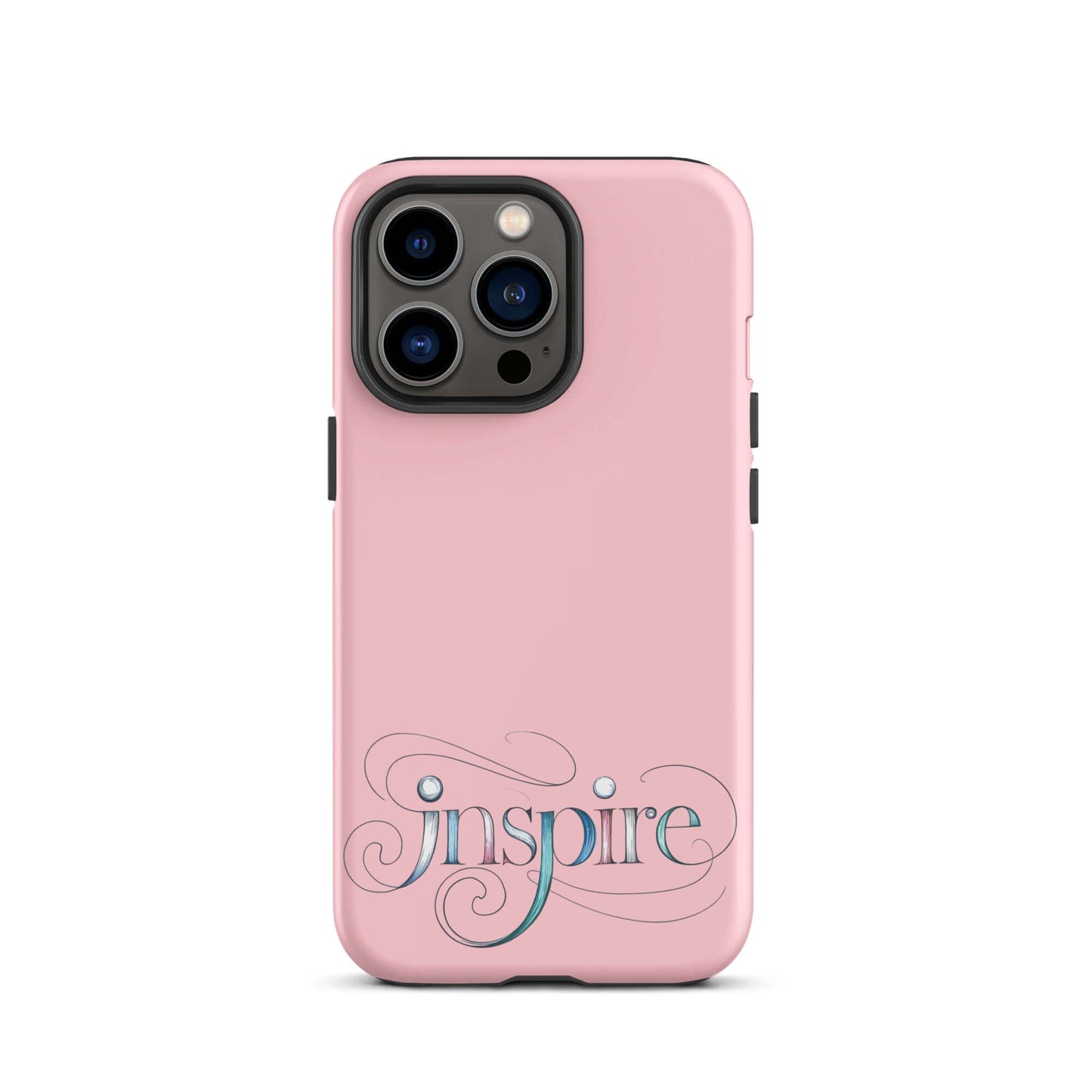 Inspire Sketch Tough Case for iPhone® in pink with elegant word art design.