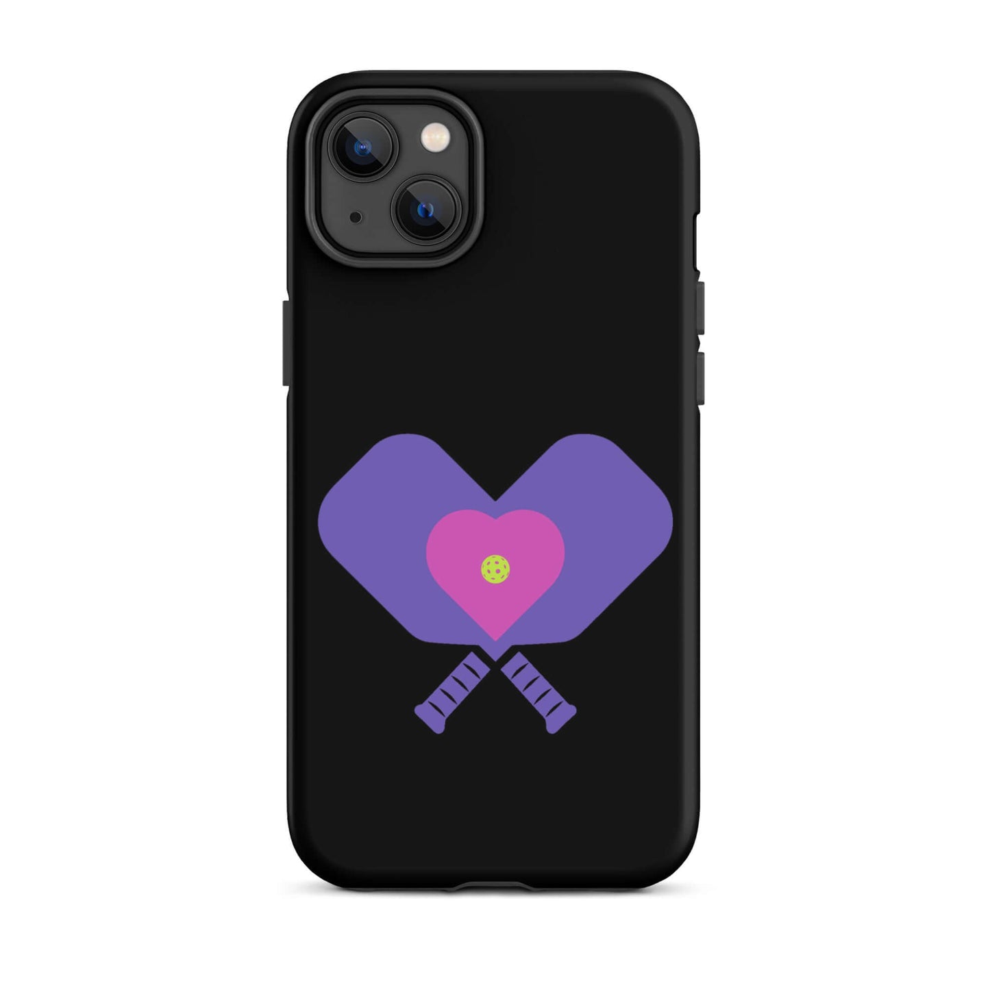 LOVE Pickleball Tough Case for iPhone® with heart and paddles design, stylish and durable phone protection.