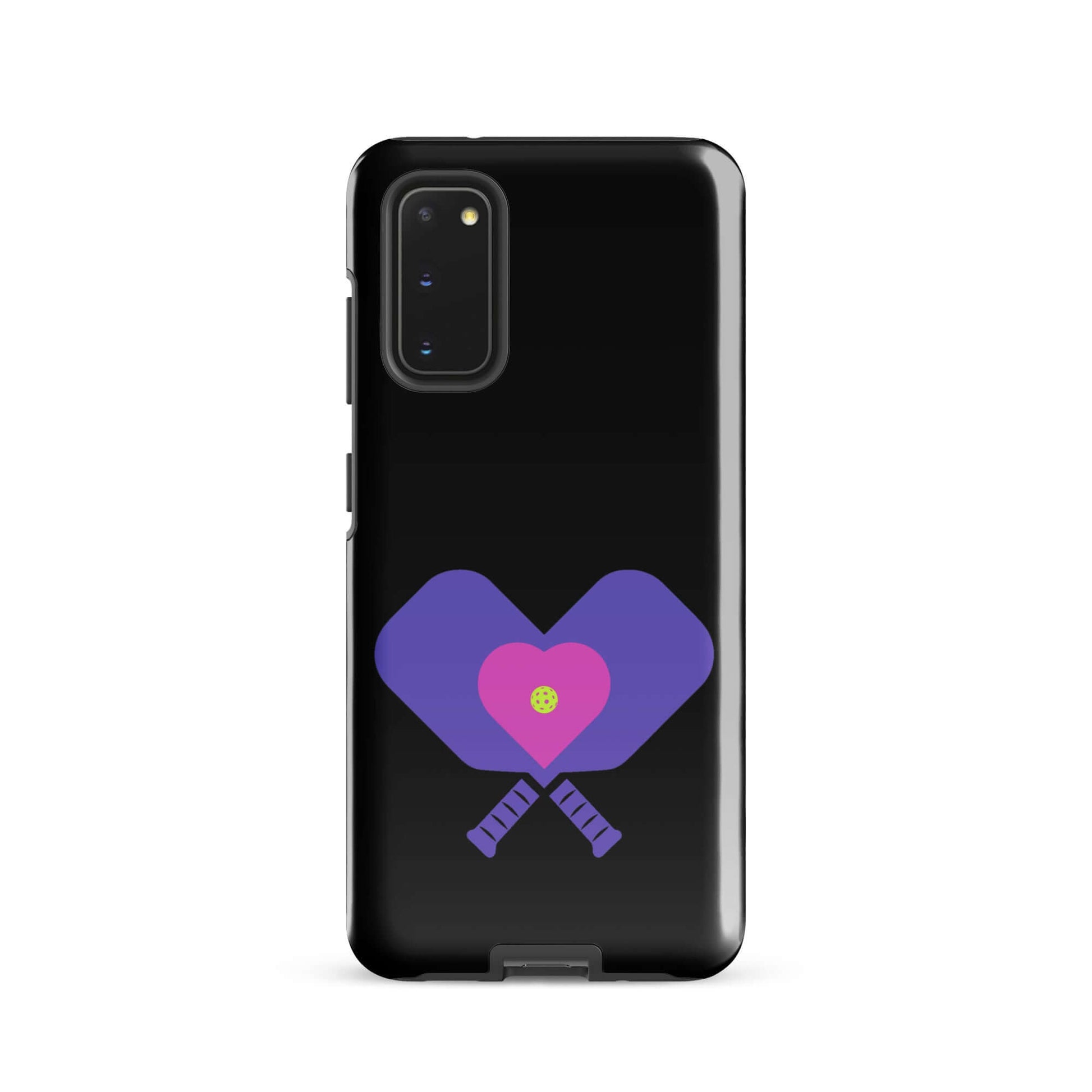 LOVE Pickleball Tough Case for Samsung® featuring heart design and paddles, ideal for pickleball fans.