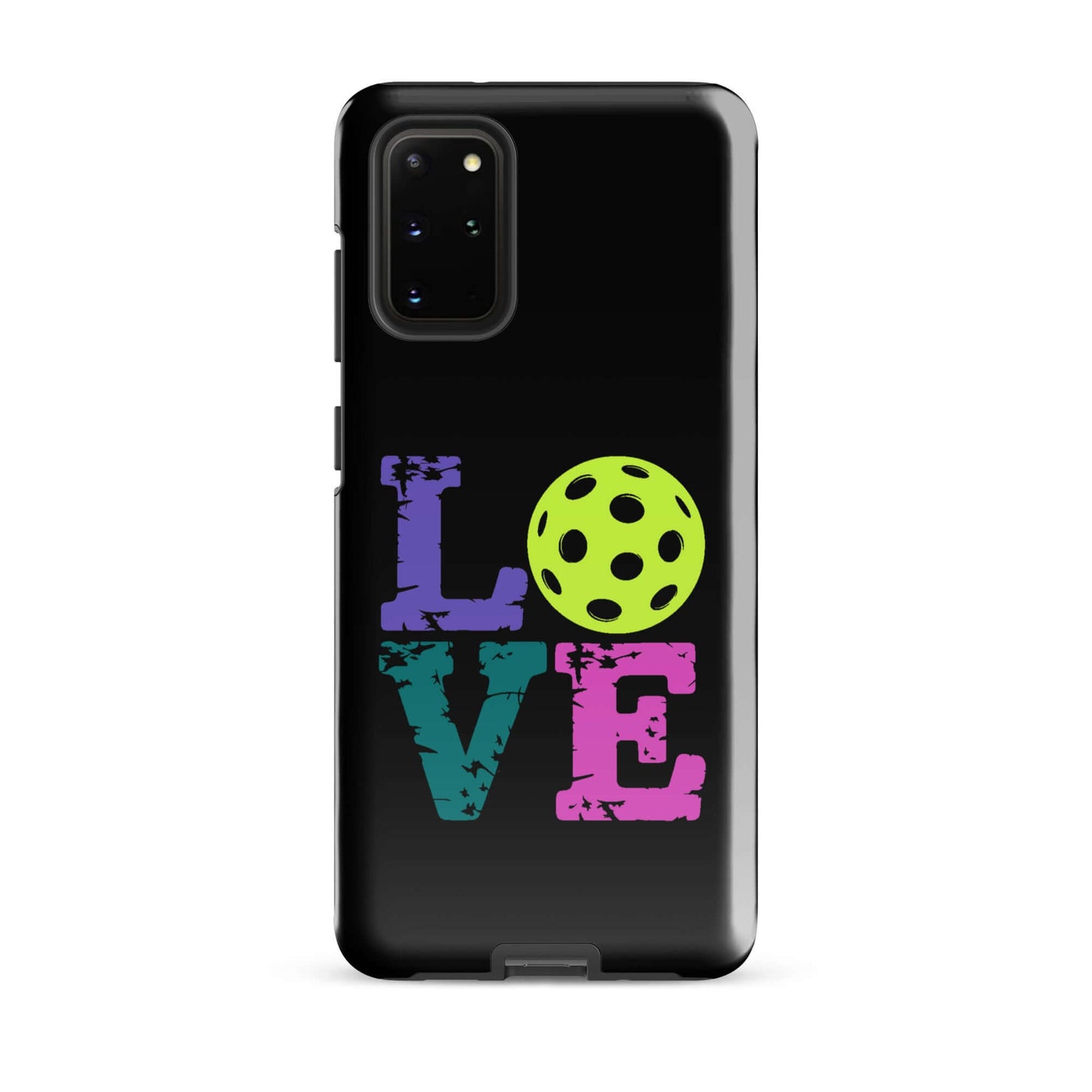 LOVE Pickleball Tough Case for Samsung® showcasing vibrant colors and pickleball graphic, perfect for enthusiasts.