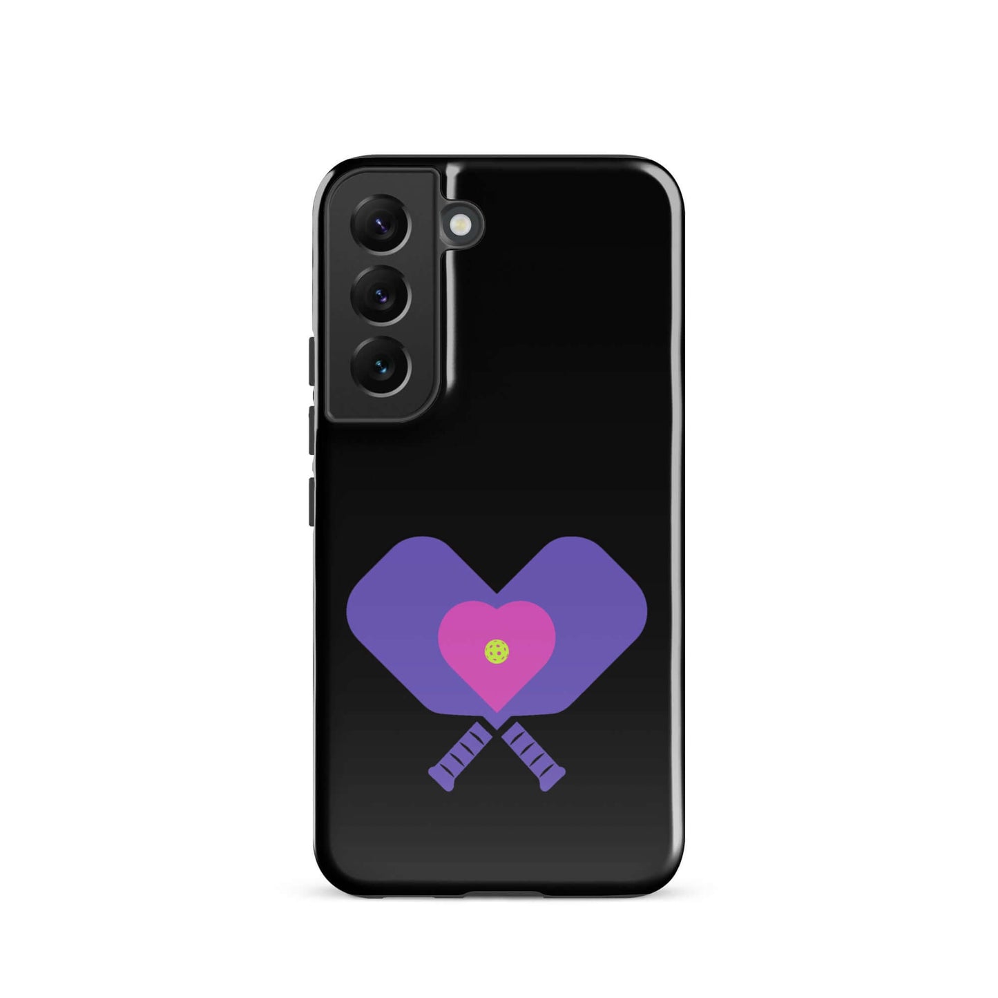 LOVE Pickleball Tough Case for Samsung® featuring a heart design with pickleball paddles.