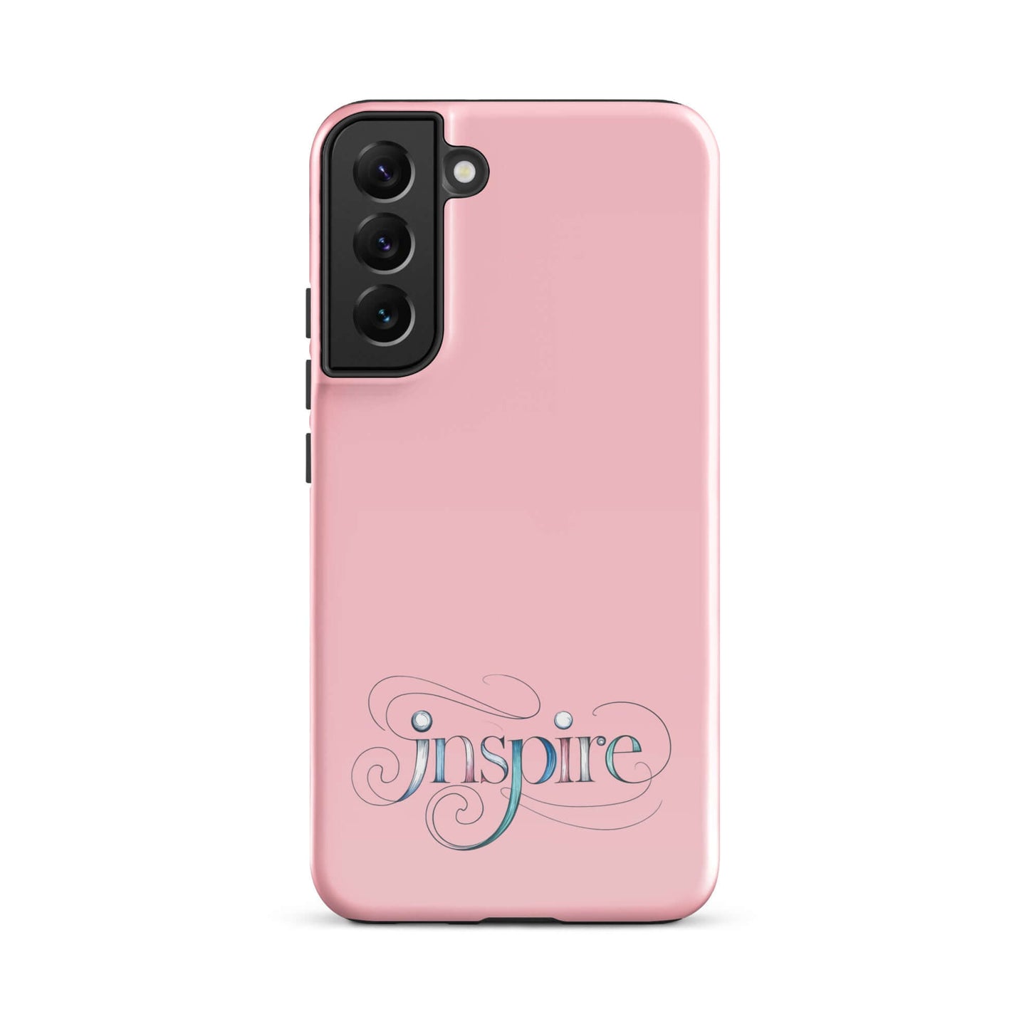 Inspire Sketch Tough Case for Samsung, featuring artistic design in pink with elegant word art.