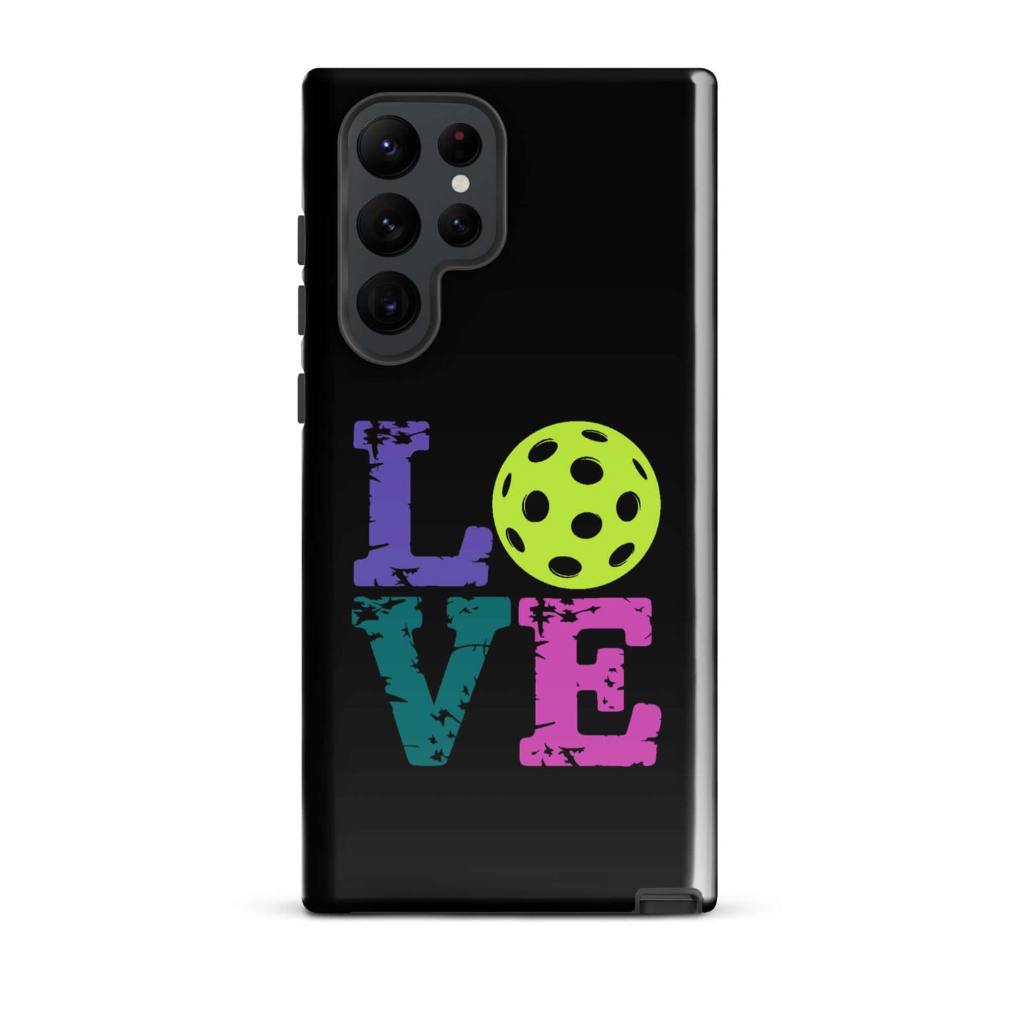 LOVE Pickleball Tough Case for Samsung® with vibrant colors and pickleball graphic, perfect for enthusiasts.