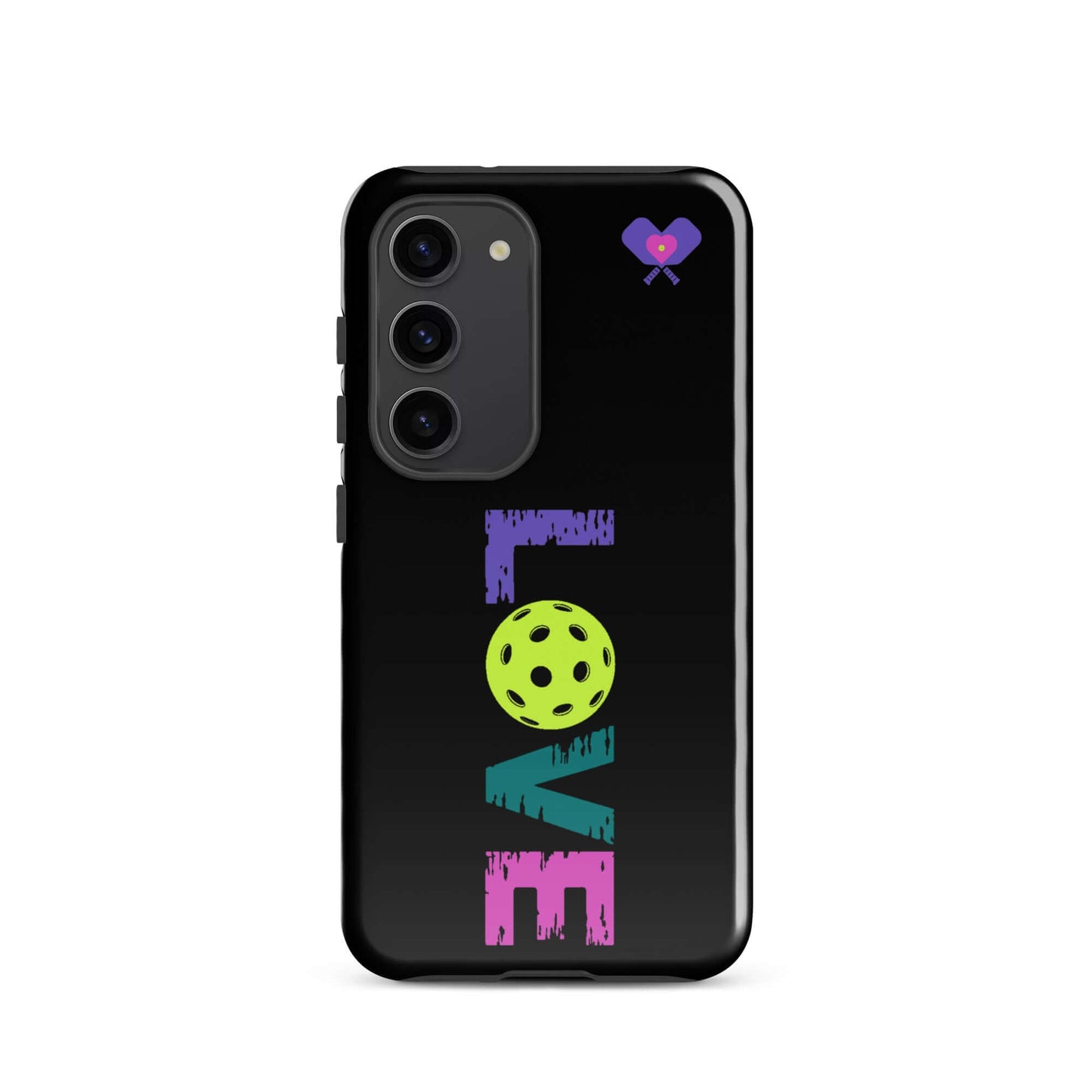 LOVE Pickleball Tough Case for Samsung® with vibrant colors and pickleball graphic for sports enthusiasts.