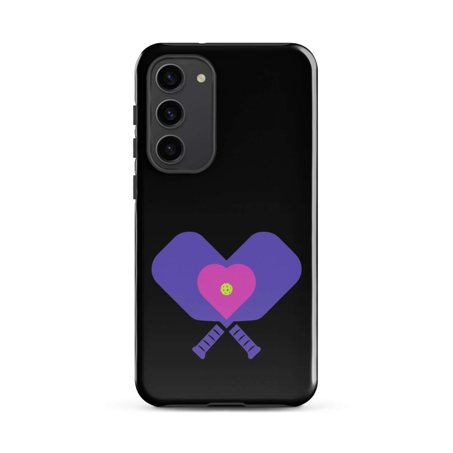 LOVE Pickleball Tough Case for Samsung® with heart and paddles design, perfect for pickleball enthusiasts.