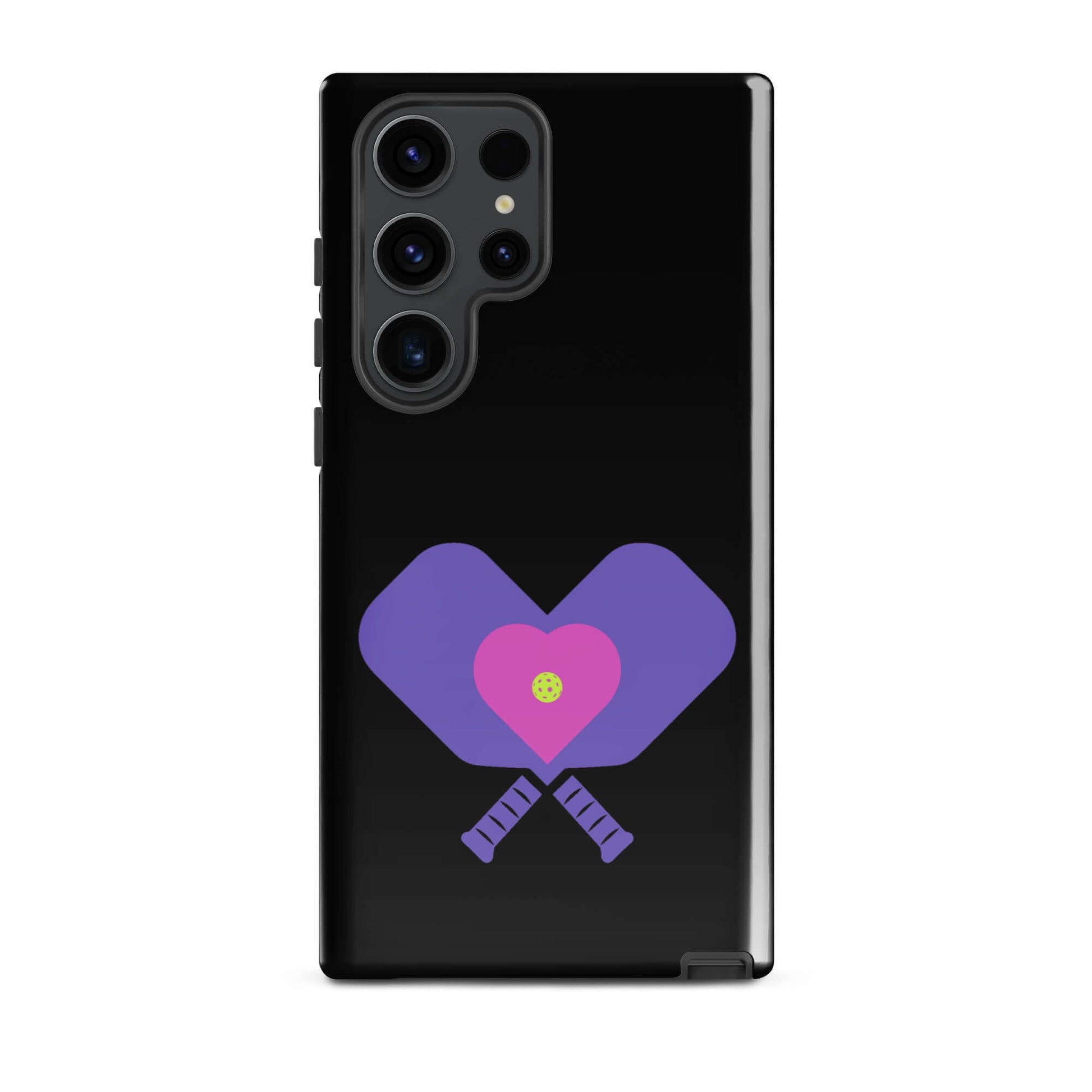 LOVE Pickleball Tough Case for Samsung® with heart and paddle design, showcasing stylish protection for pickleball fans.