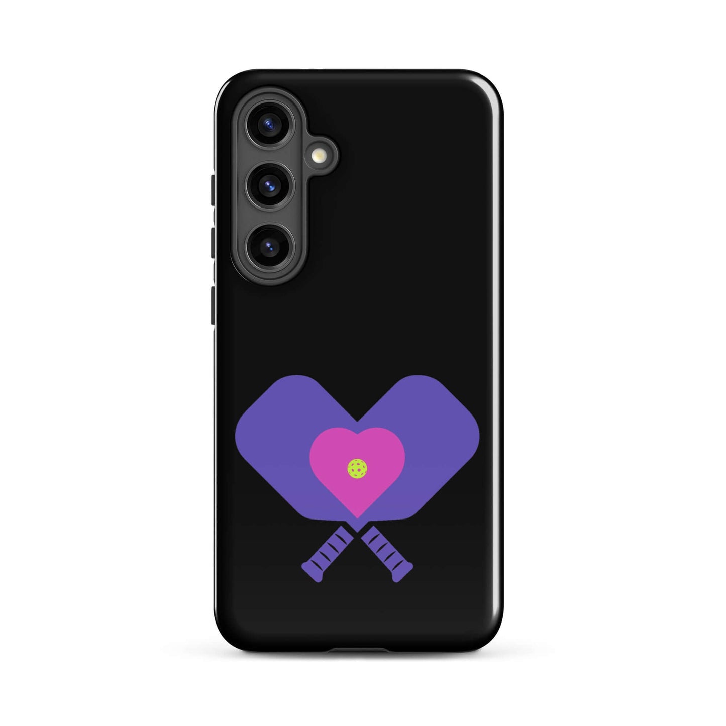 LOVE Pickleball Tough Case for Samsung® with heart and paddle design, perfect for fans of the sport.