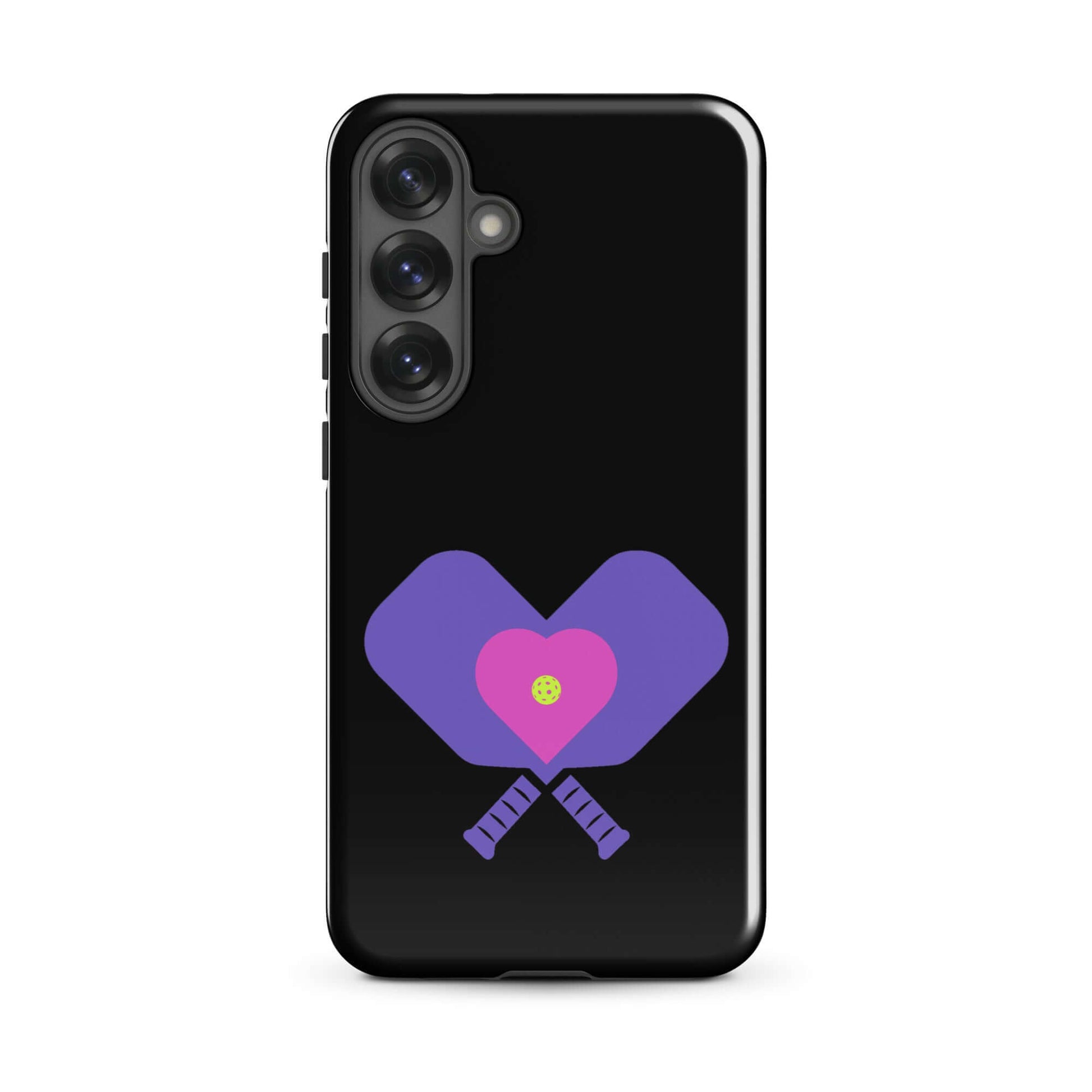 LOVE Pickleball Tough Case for Samsung® featuring a heart design with paddles, perfect for pickleball enthusiasts.