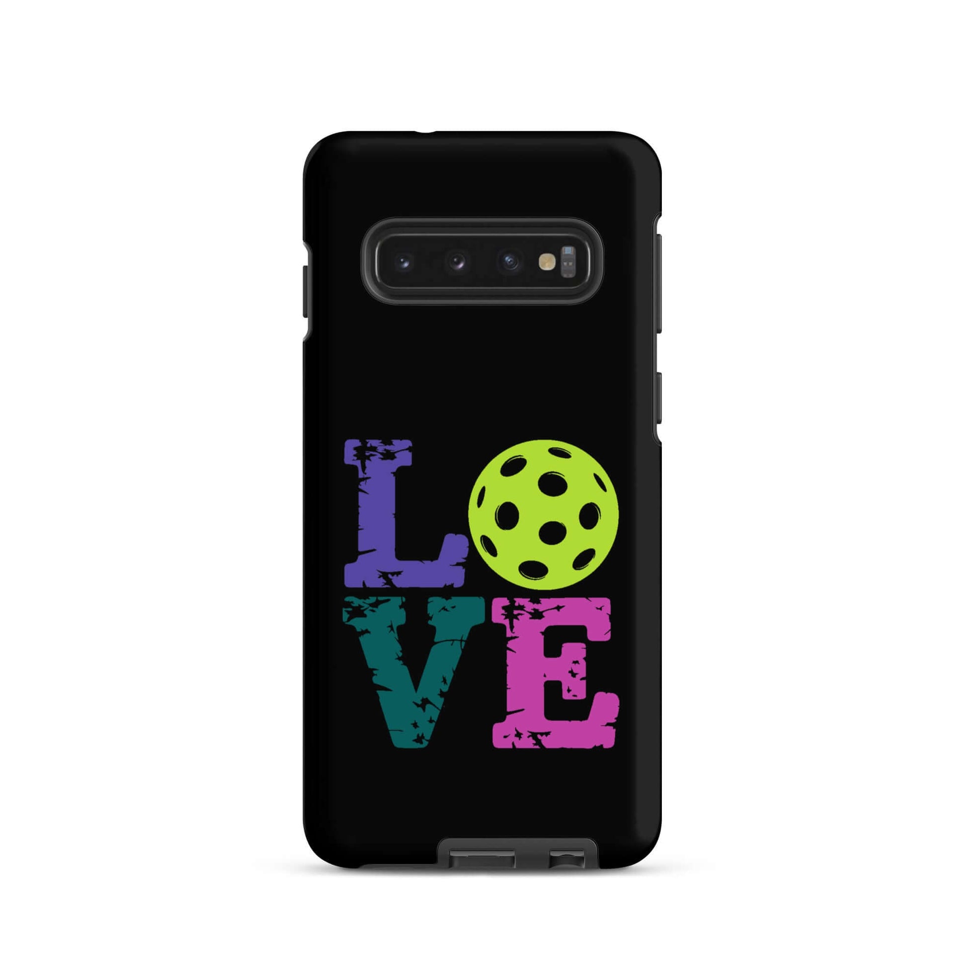 LOVE Pickleball Tough Case for Samsung® featuring colorful design and pickleball graphic.