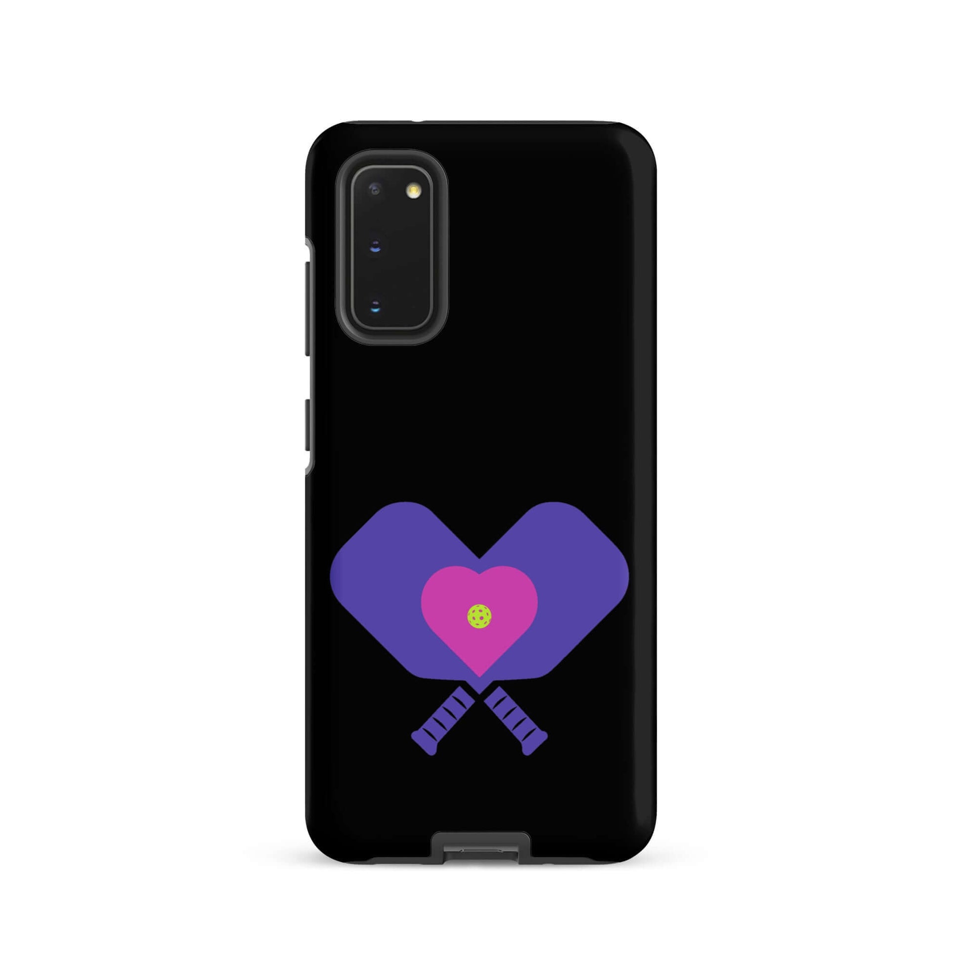 LOVE Pickleball Tough Case for Samsung® featuring heart and paddles design, perfect for pickleball fans.