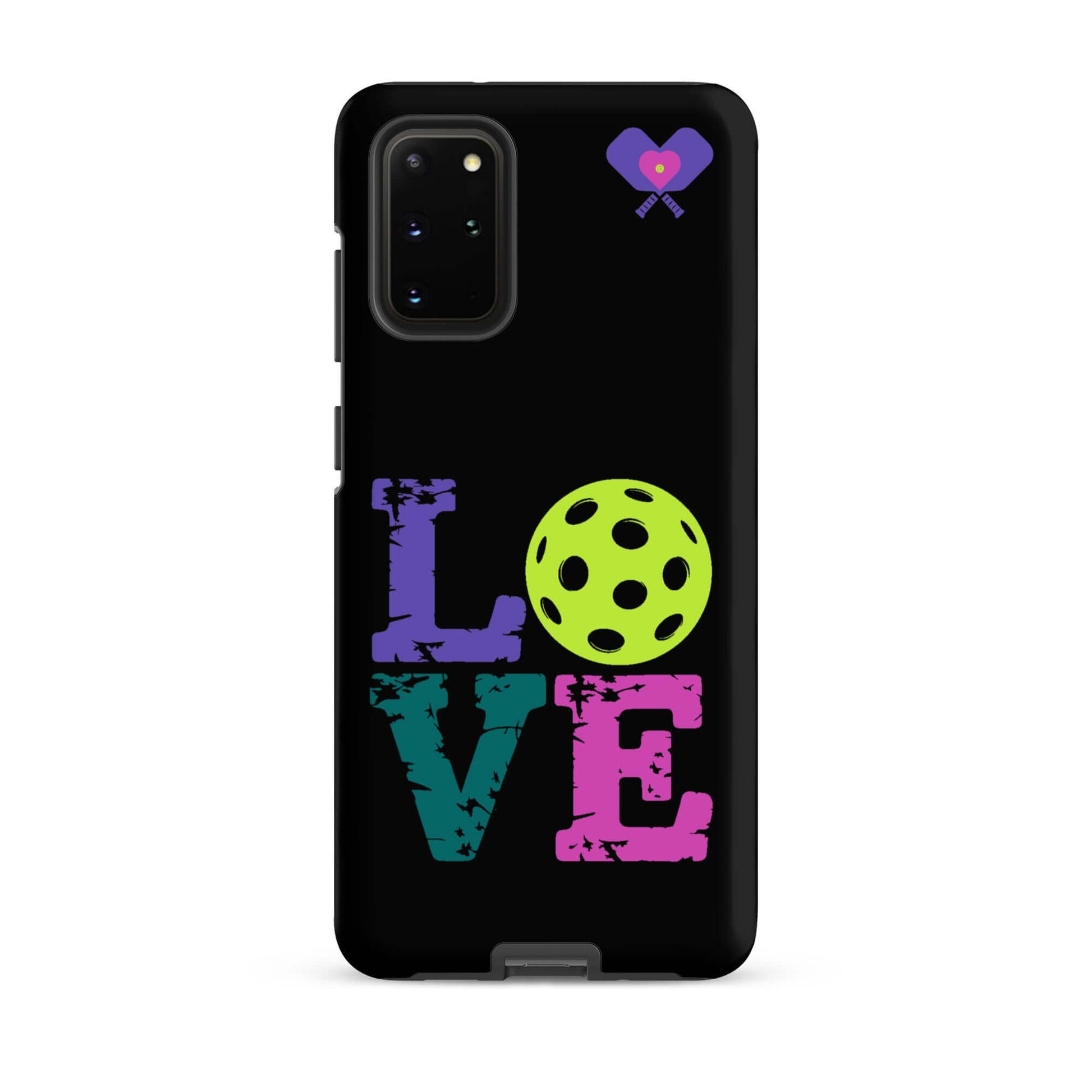 Women’s LOVE Pickleball Tough Case for Samsung® with colorful design and pickleball graphic, stylish and protective.