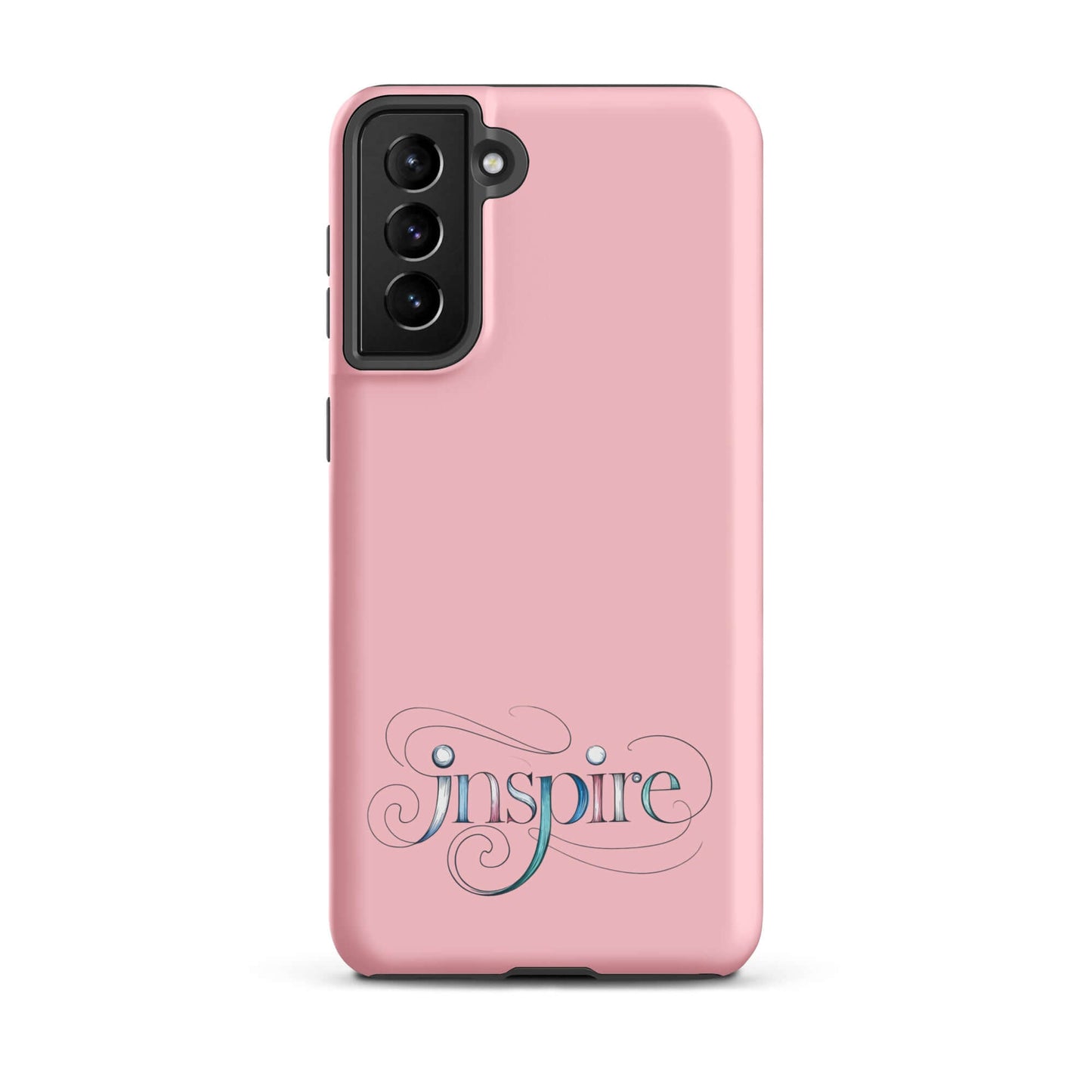 Inspire Sketch Tough Case for Samsung® with elegant word art design in pink.