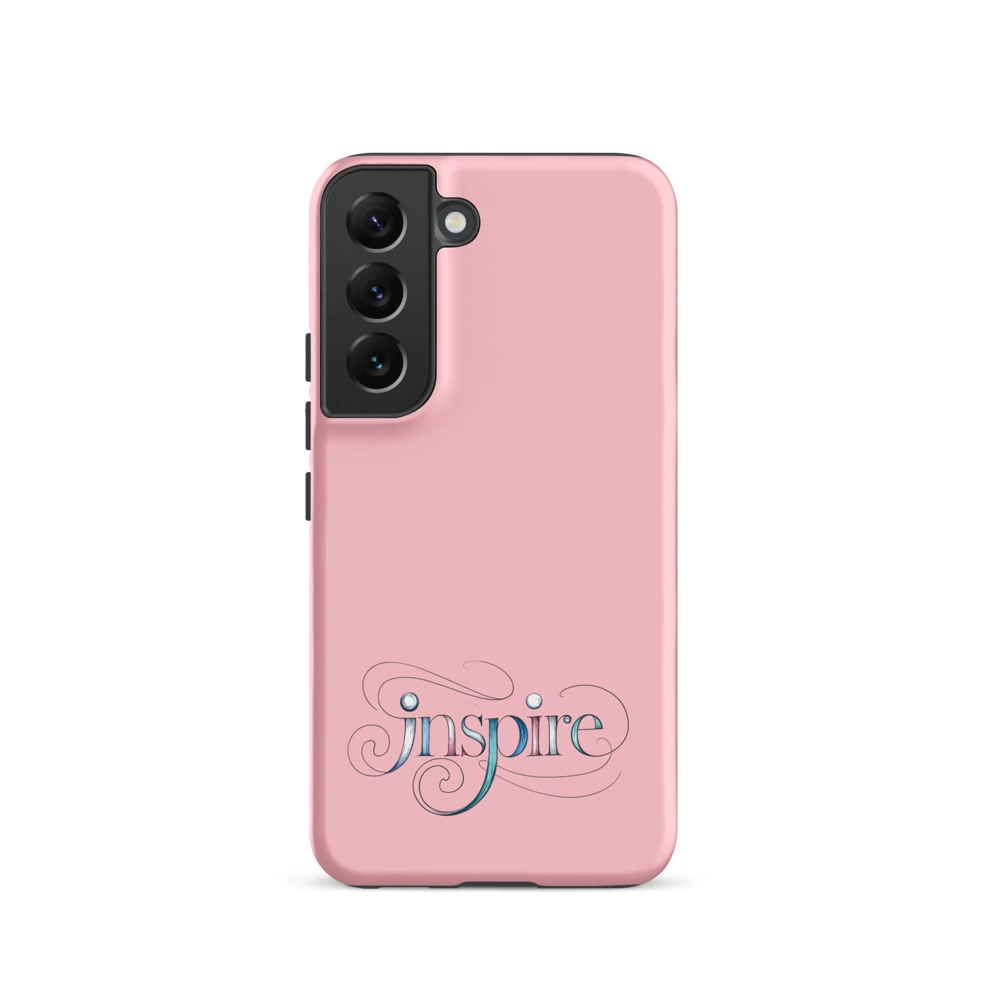 Inspire Sketch Tough Case for Samsung® with artistic word art design in pink, featuring the word 'Inspire' elegantly styled.