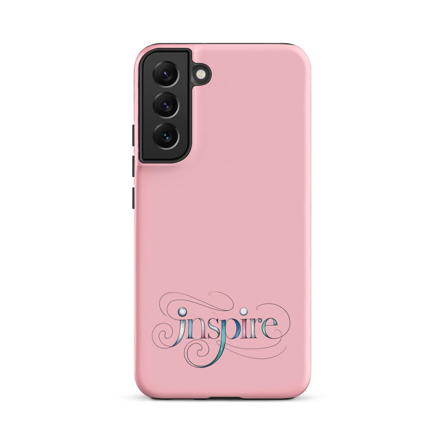 Inspire Sketch Tough Case for Samsung® featuring elegant word art design in soft pink.