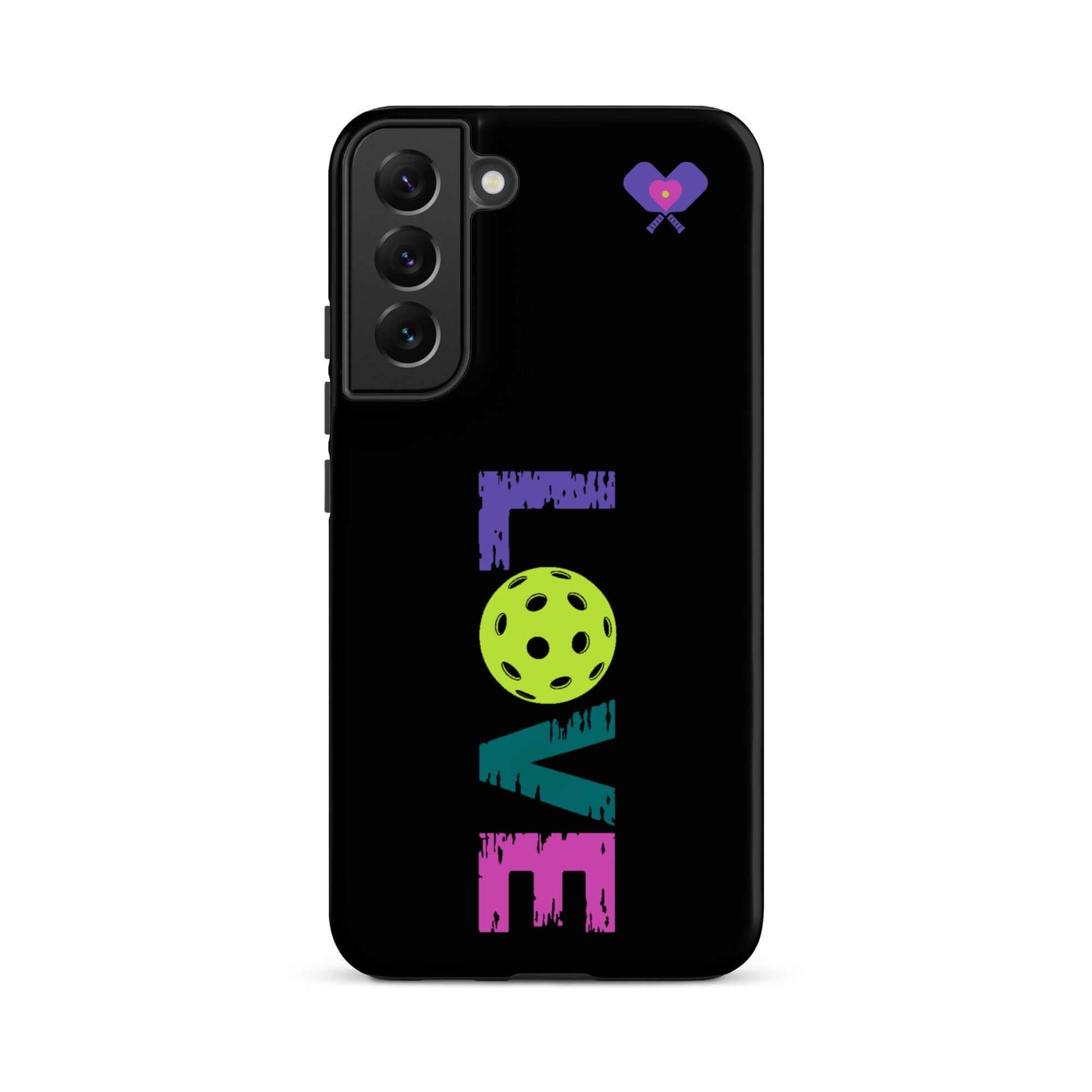 LOVE Pickleball Tough Case for Samsung® featuring colorful design and a pickleball graphic.