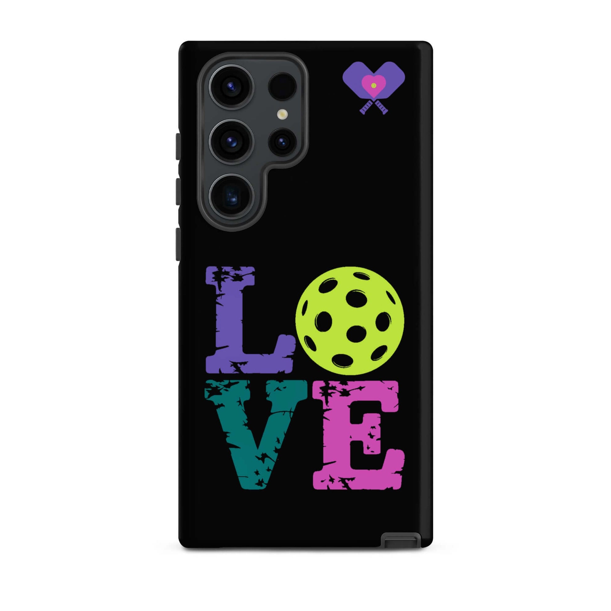 Women's LOVE Pickleball Tough Case for Samsung® with vibrant design and pickleball graphic.