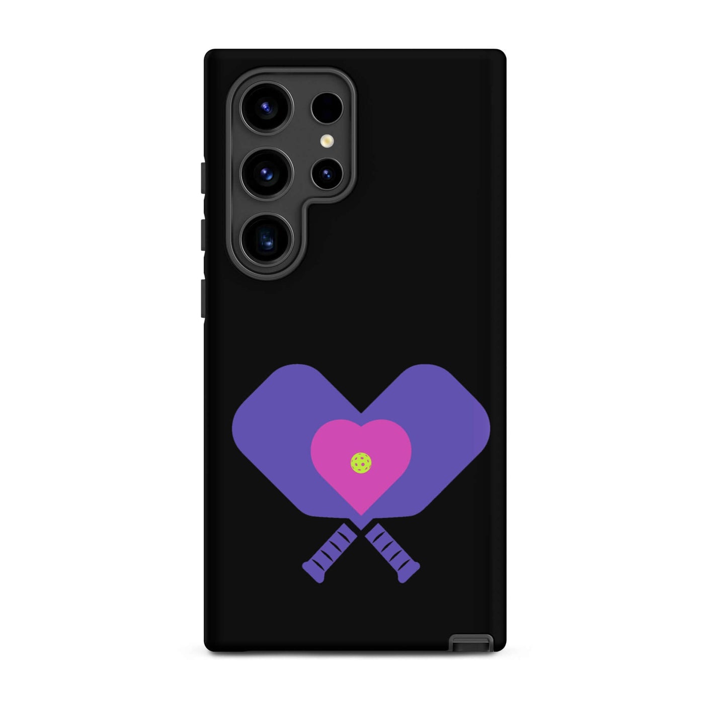 LOVE Pickleball Tough Case for Samsung® featuring a heart design with paddles and a pickleball.