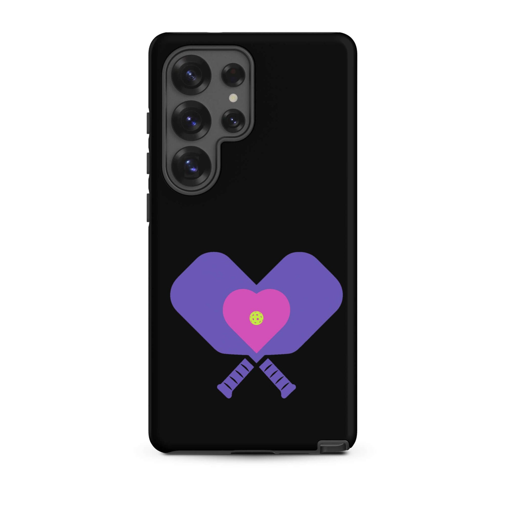 LOVE Pickleball Tough Case for Samsung® with heart and paddles design, showcasing passion for pickleball.