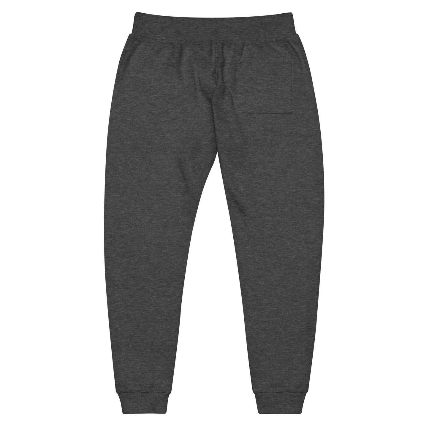 Back view of Women's LOVE Pickleball Fleece Sweatpants in charcoal gray with elastic waistband and side pocket.