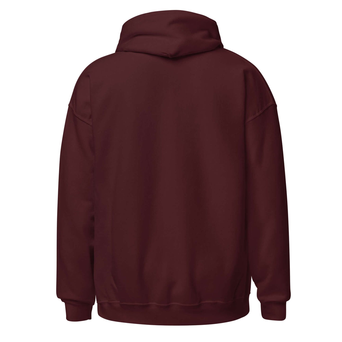 Back view of the burgundy Elegantly Inspired Comfort Hoodie, showcasing its cozy design and practical hood.