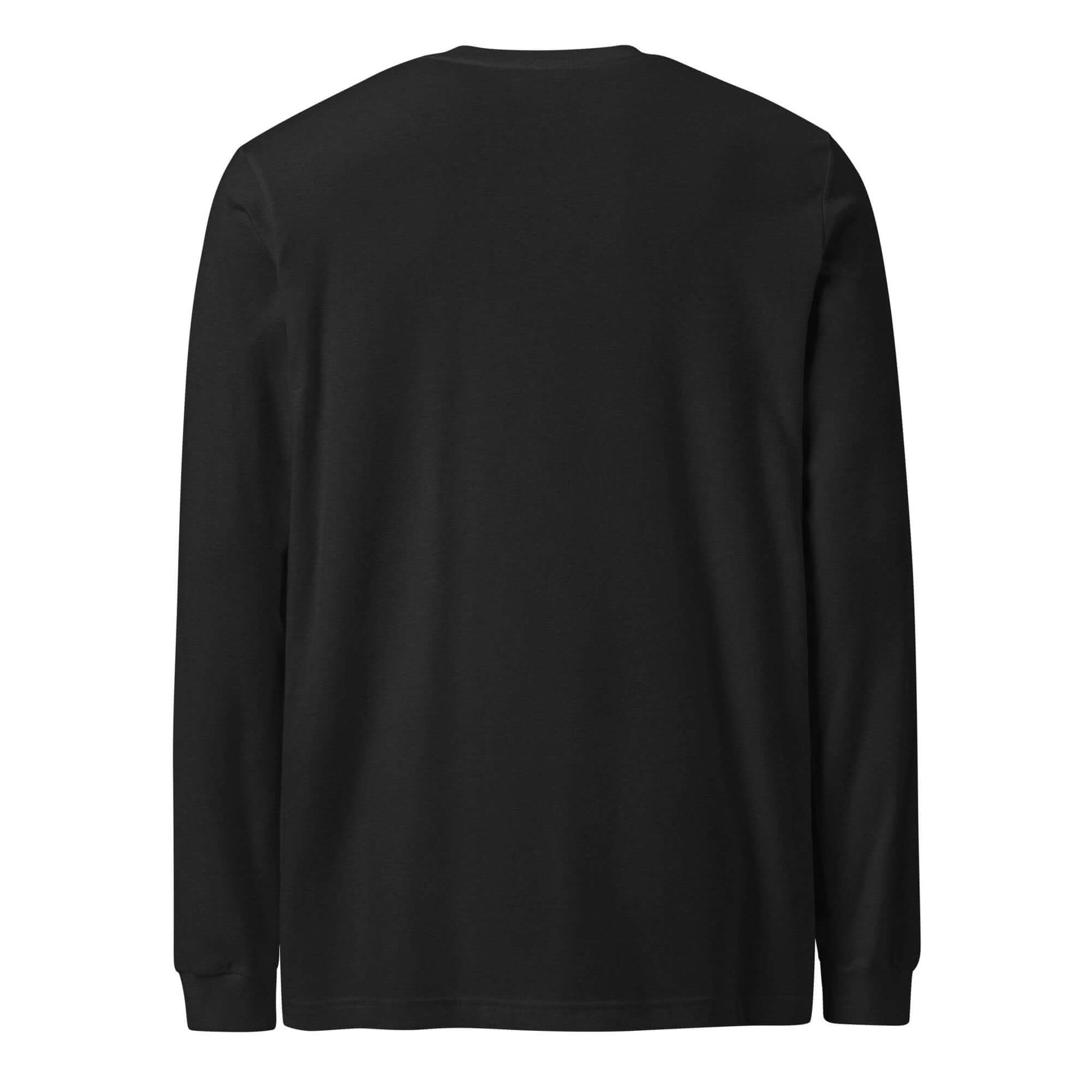 Back view of the LOVE Pickleball Long Sleeve Tee, showcasing its sleek black design and comfortable fit.