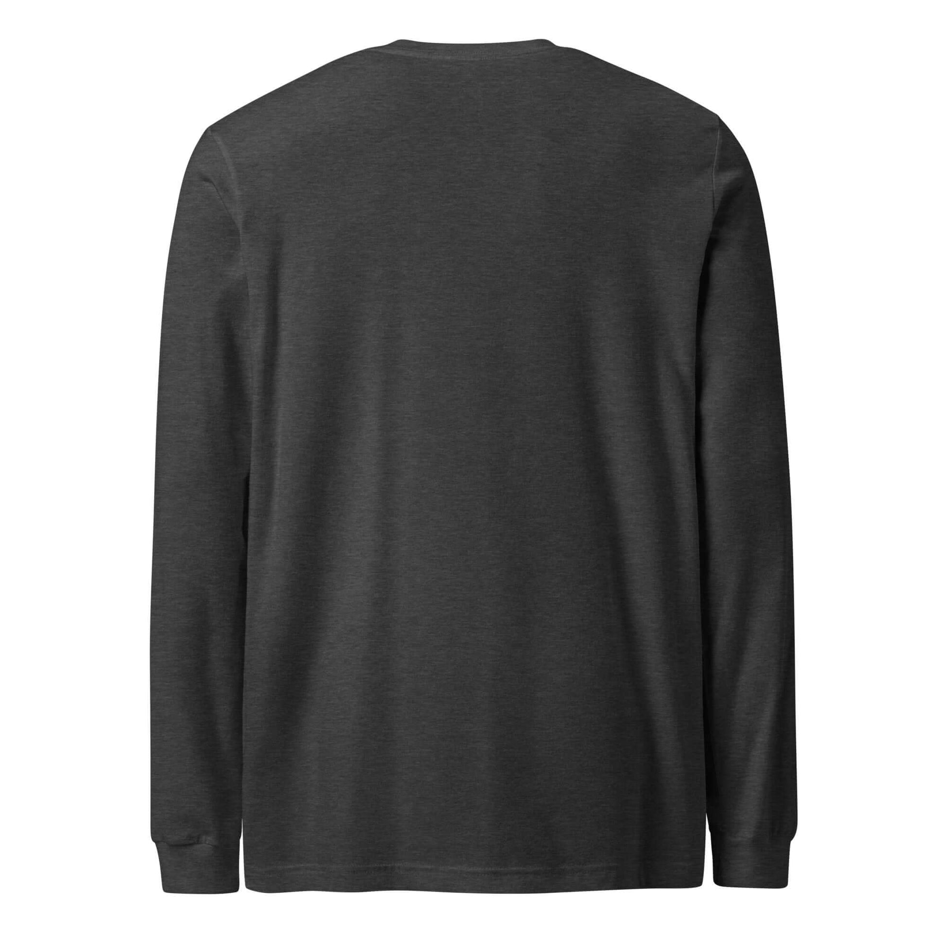 Back view of LOVE Pickleball long sleeve tee in dark gray, perfect for fans of the game and active lifestyles.