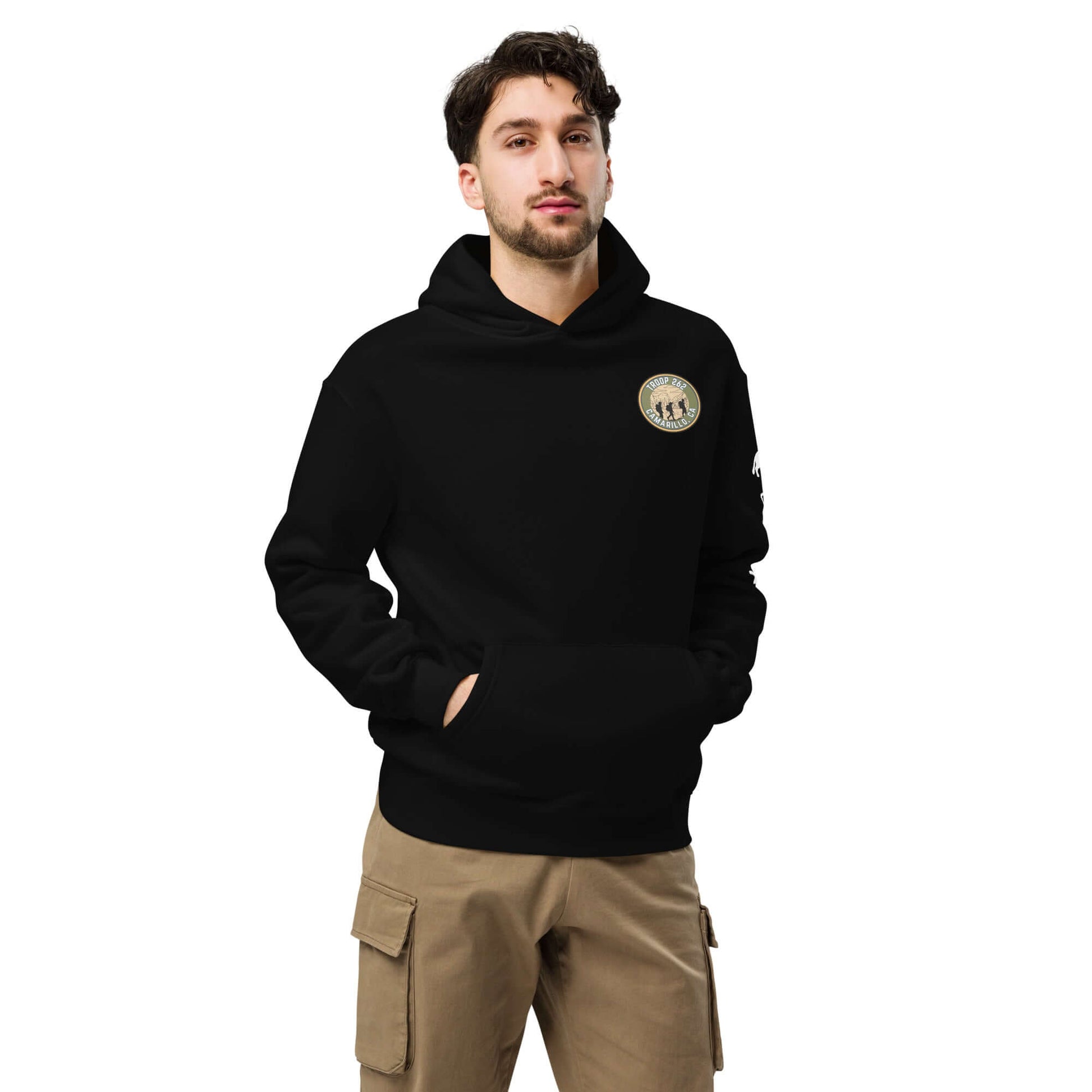 Adult Unisex Oversized Hoodie in black, perfect for hiking and outdoor adventures, featuring a stylish logo.