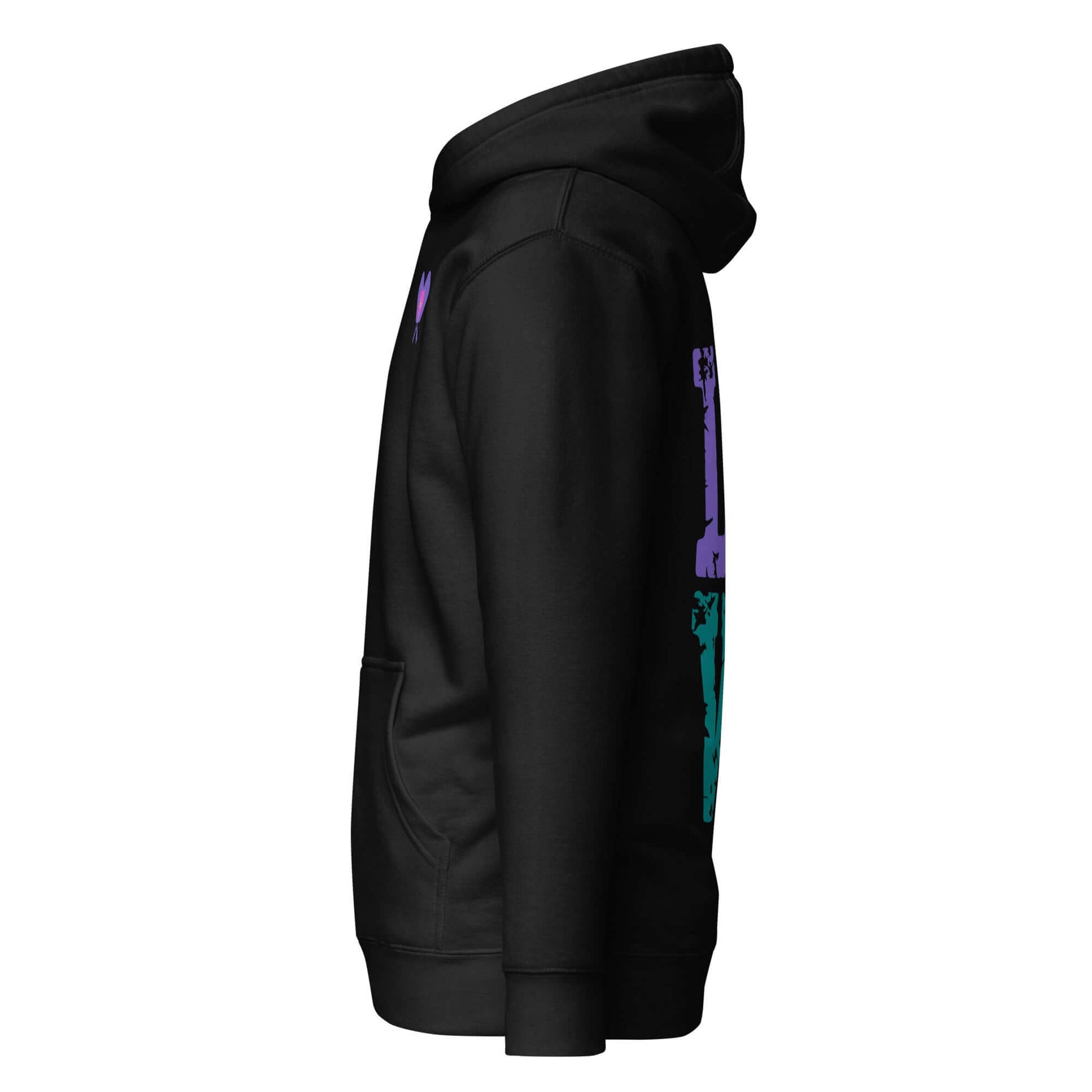 Women’s LOVE Pickleball Hoodie in black with vibrant design, perfect for on and off the court comfort.