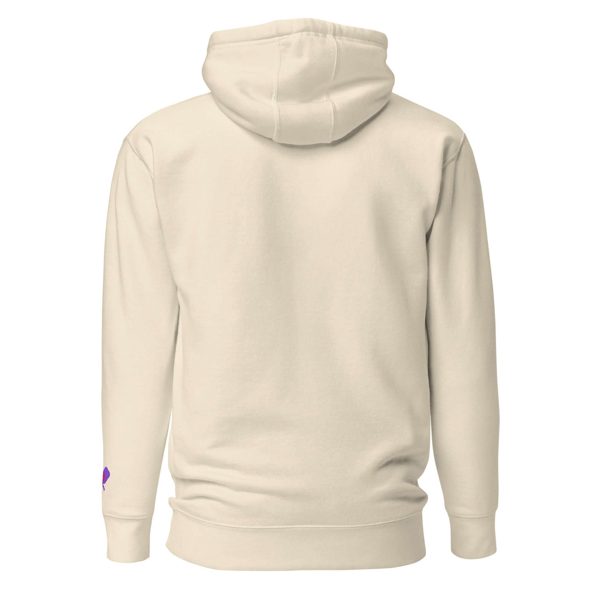 Back view of Women's LOVE Pickleball Hoodie in neutral tone, perfect for comfort and style during pickleball outings.