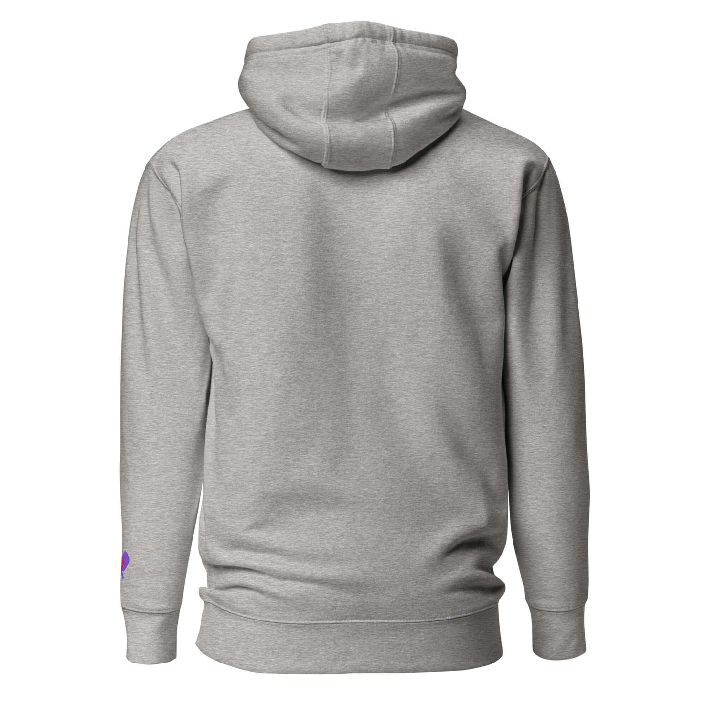 Back view of Women’s LOVE Pickleball Hoodie in gray, showcasing cozy style for pickleball enthusiasts.