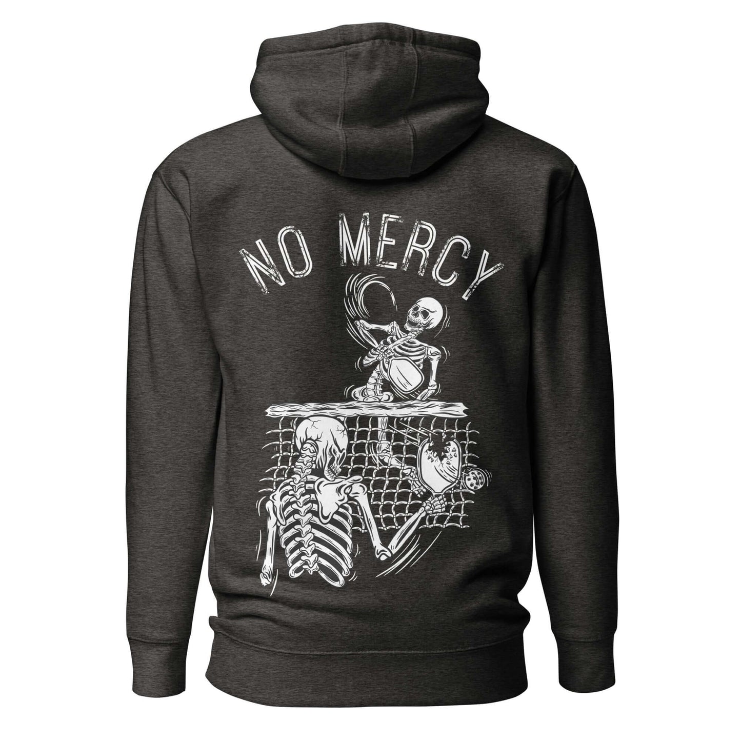 "No Mercy Pickleball Series Ultimate Comfort Hoodie with skeleton design on back"