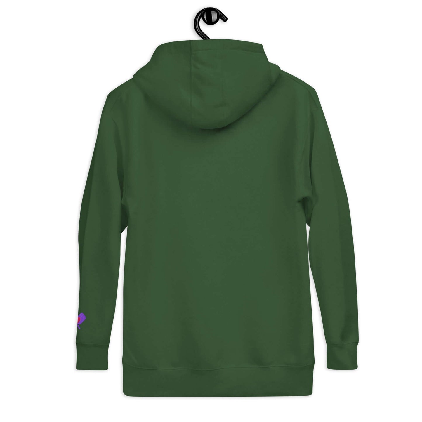 Back view of Women’s LOVE Pickleball Hoodie in green, designed for comfort and style for pickleball enthusiasts.