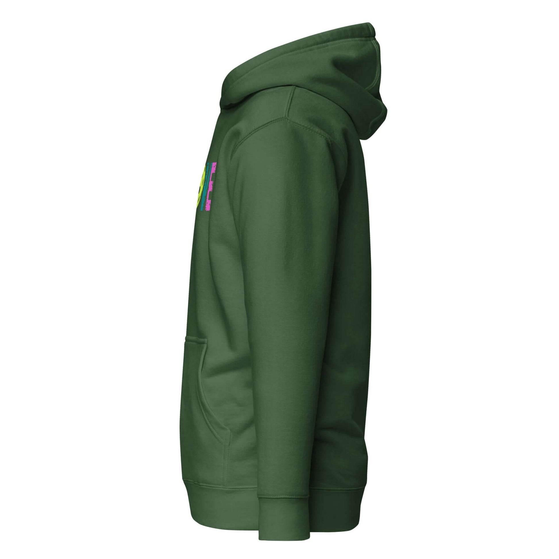 LOVE Pickleball Hoodie in green, showcasing stylish side view and comfort for pickleball enthusiasts.