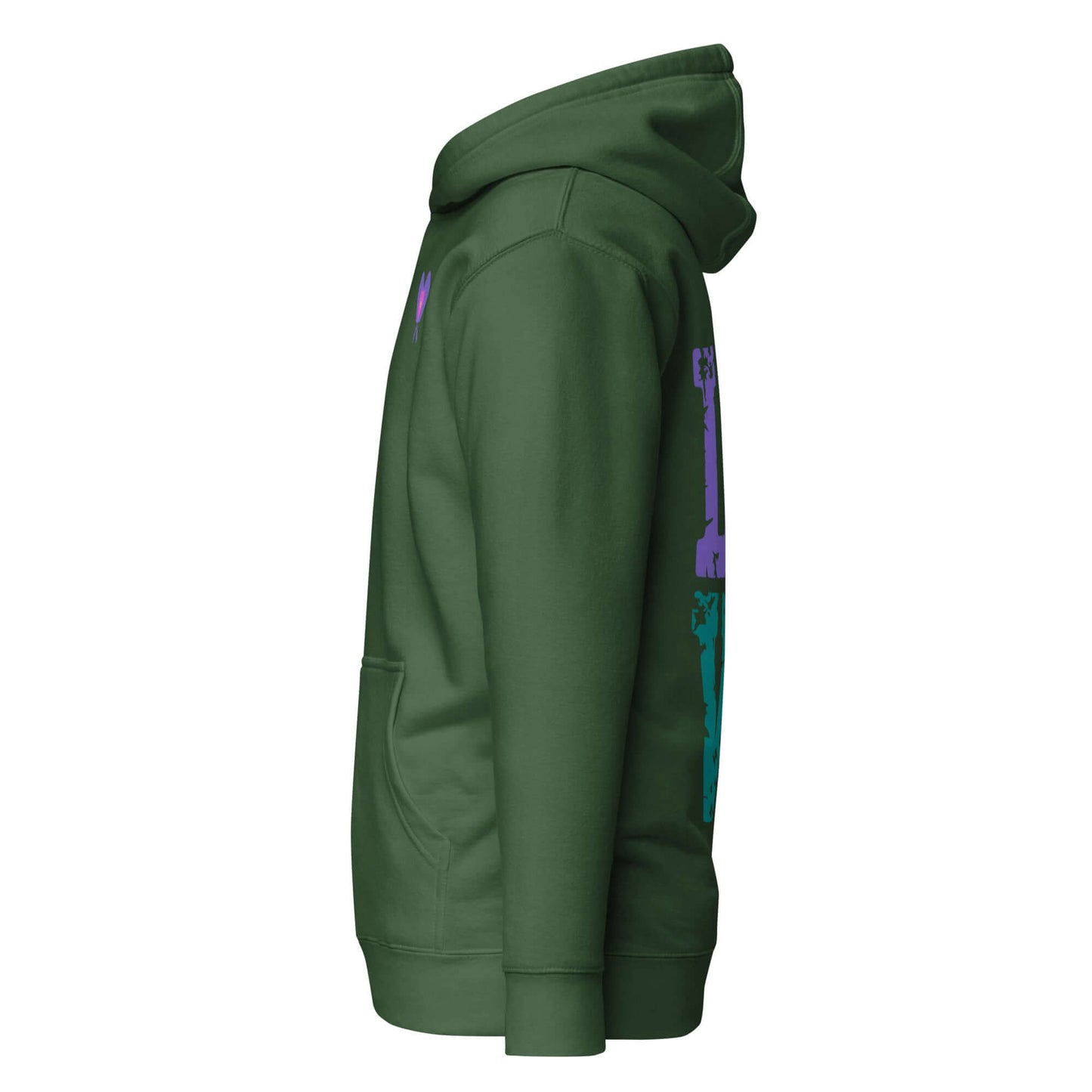 Side view of Women’s LOVE Pickleball Hoodie in green, showcasing stylish design for comfort on and off the court.