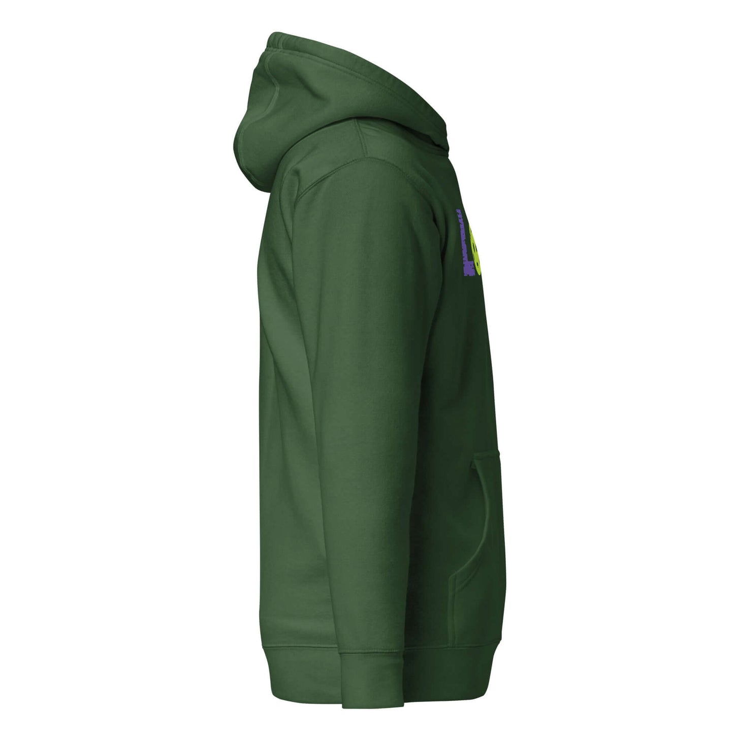 LOVE Pickleball Hoodie in green, showcasing a side view with cozy design and practical pocket for comfort and style.