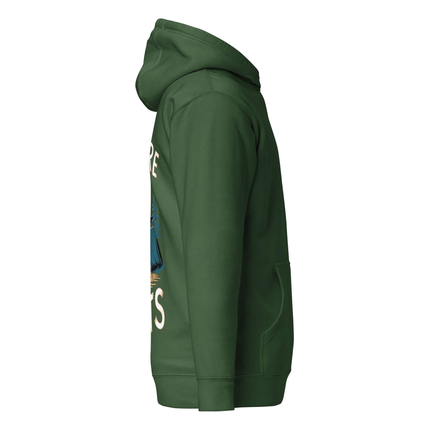 Side view of Adult Unisex Hoodie - ASM - Camping Standard Edition in green, showcasing stylish design and comfort.