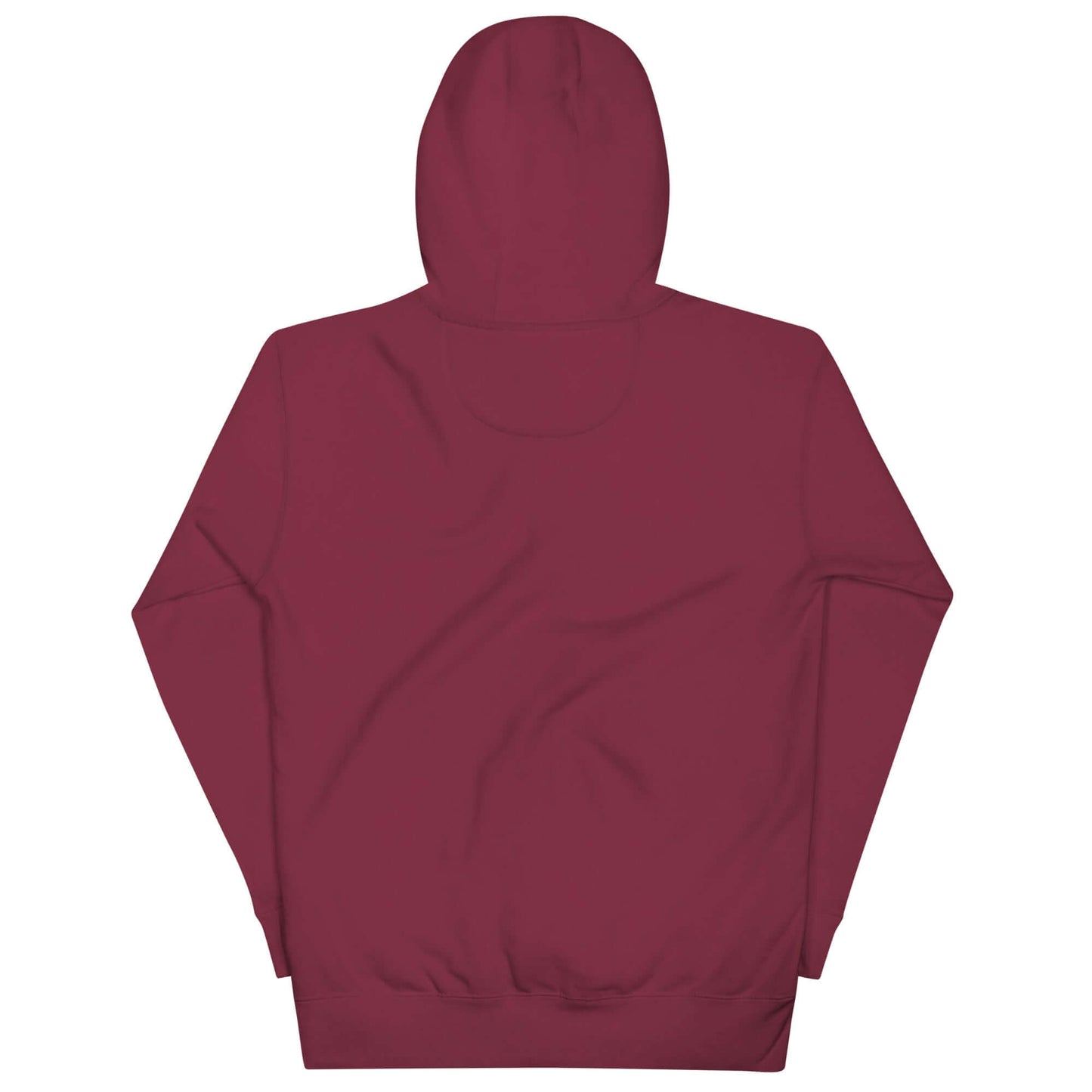 Back view of women's LOVE pickleball hoodie in maroon, showcasing cozy fabric and stylish design.