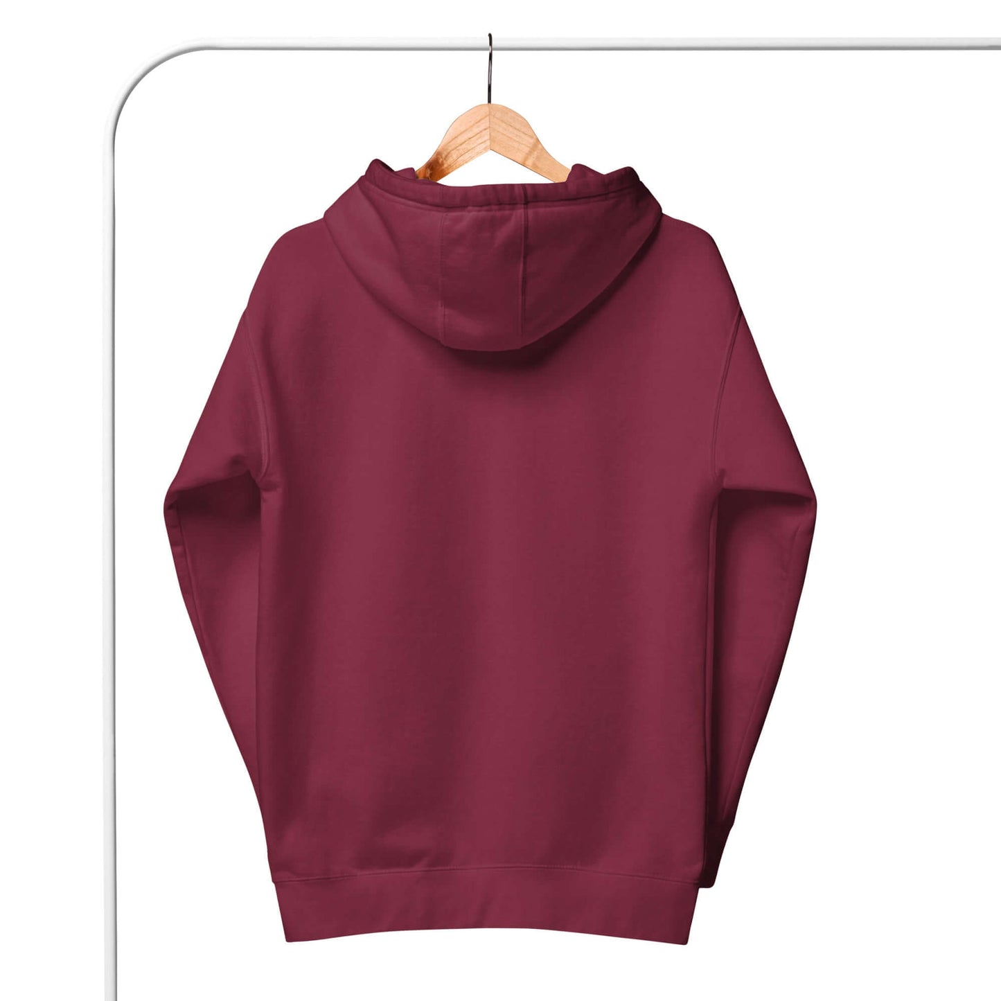 Back view of Women’s LOVE Pickleball Hoodie in maroon, showcasing cozy design perfect for pickleball enthusiasts.