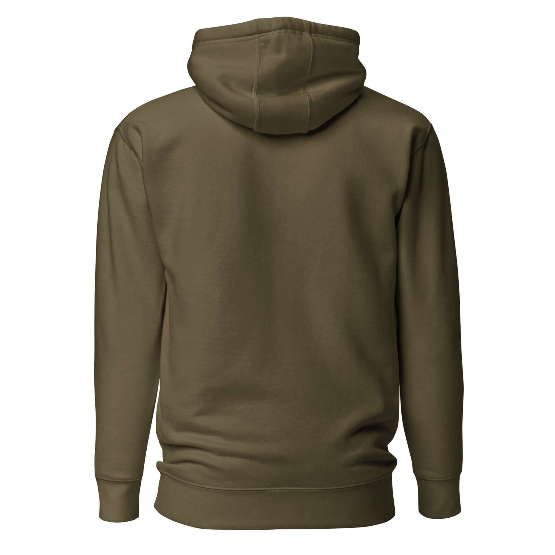 Back view of the olive green LOVE Pickleball Hoodie, showcasing its soft fabric and cozy design.