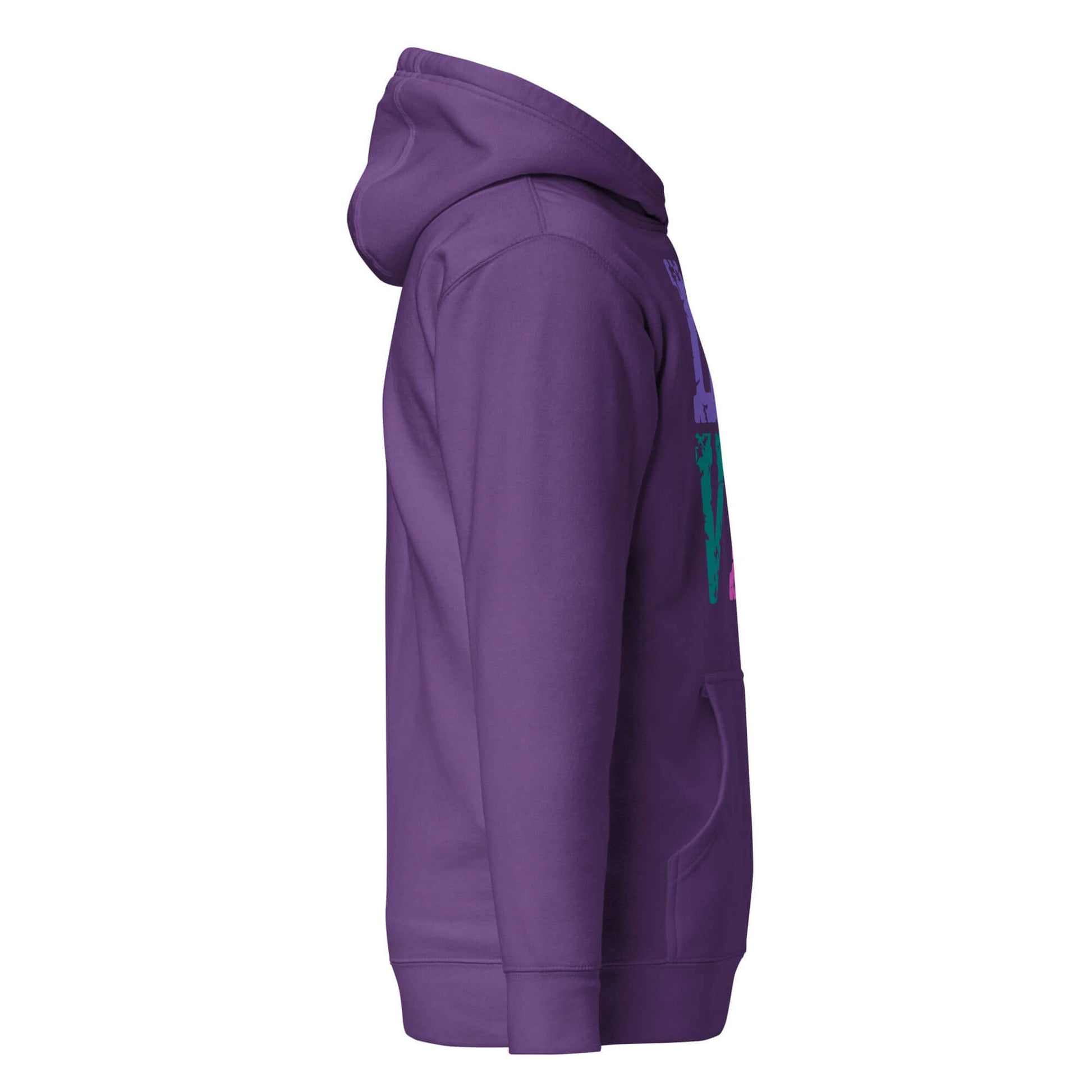 Women’s LOVE Pickleball Hoodie in purple, showcasing a cozy side profile design, perfect for pickleball enthusiasts.