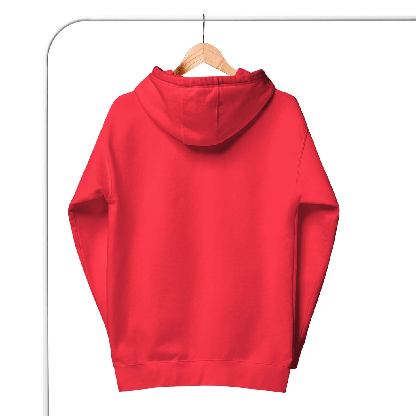 Back view of a red women's hoodie designed for pickleball enthusiasts, ideal for comfort and style.