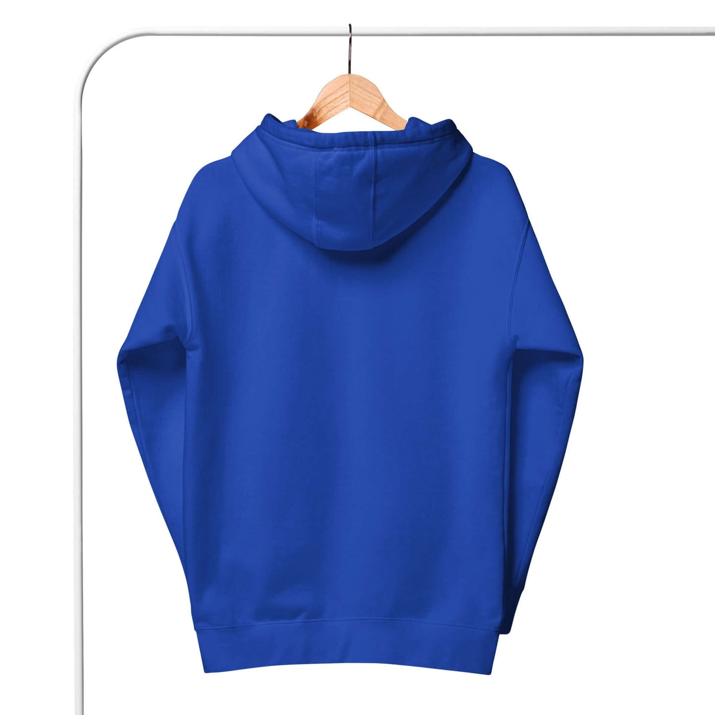 Back view of a blue Women's LOVE Pickleball Hoodie, showcasing its cozy design and practical style.