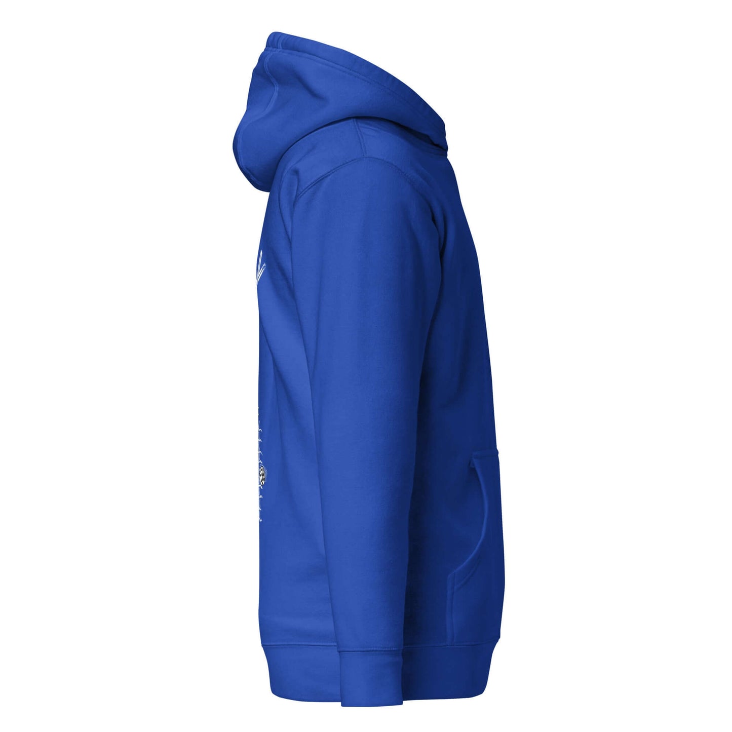 Blue No Mercy Pickleball Series hoodie with front pouch pocket, crafted from cotton and polyester blend for ultimate comfort.