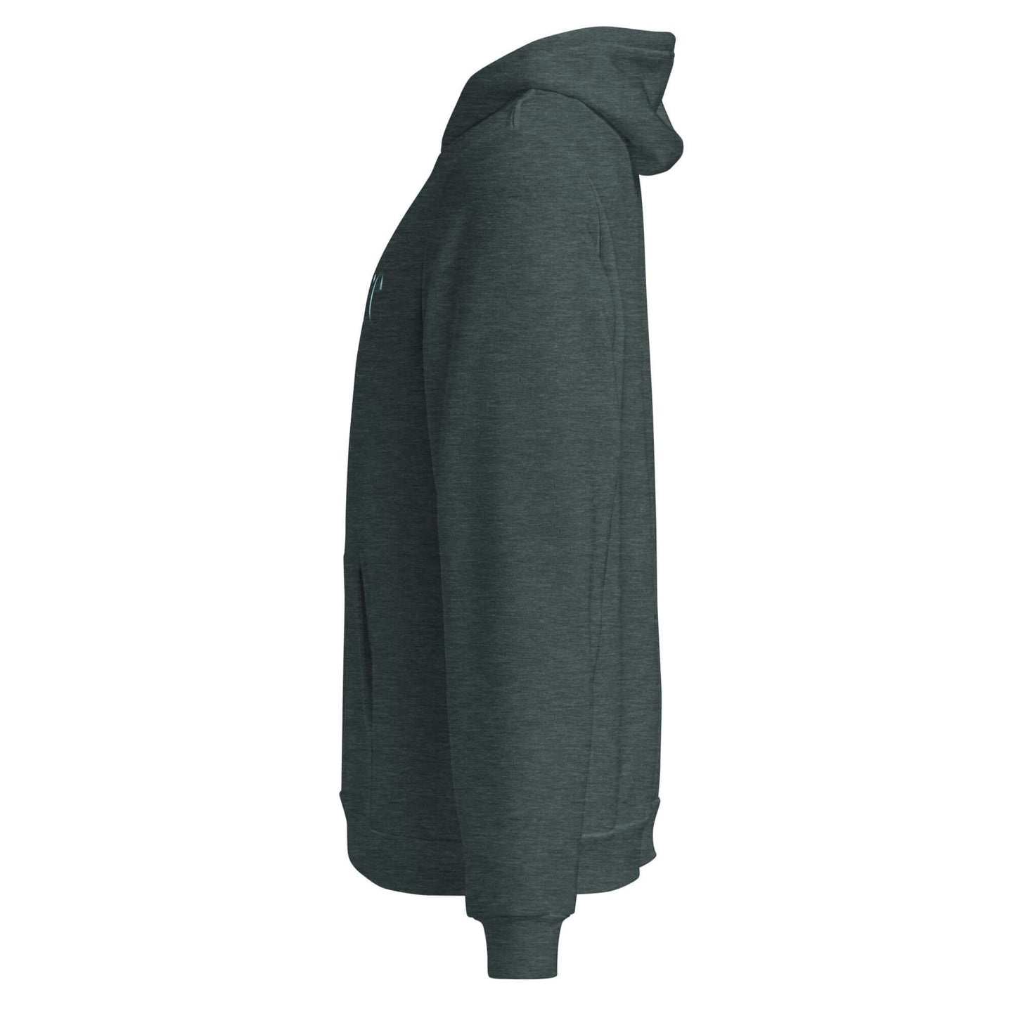 Side view of the Inspire Sketch Women's Hoodie in dark green, featuring a comfortable and stylish design.