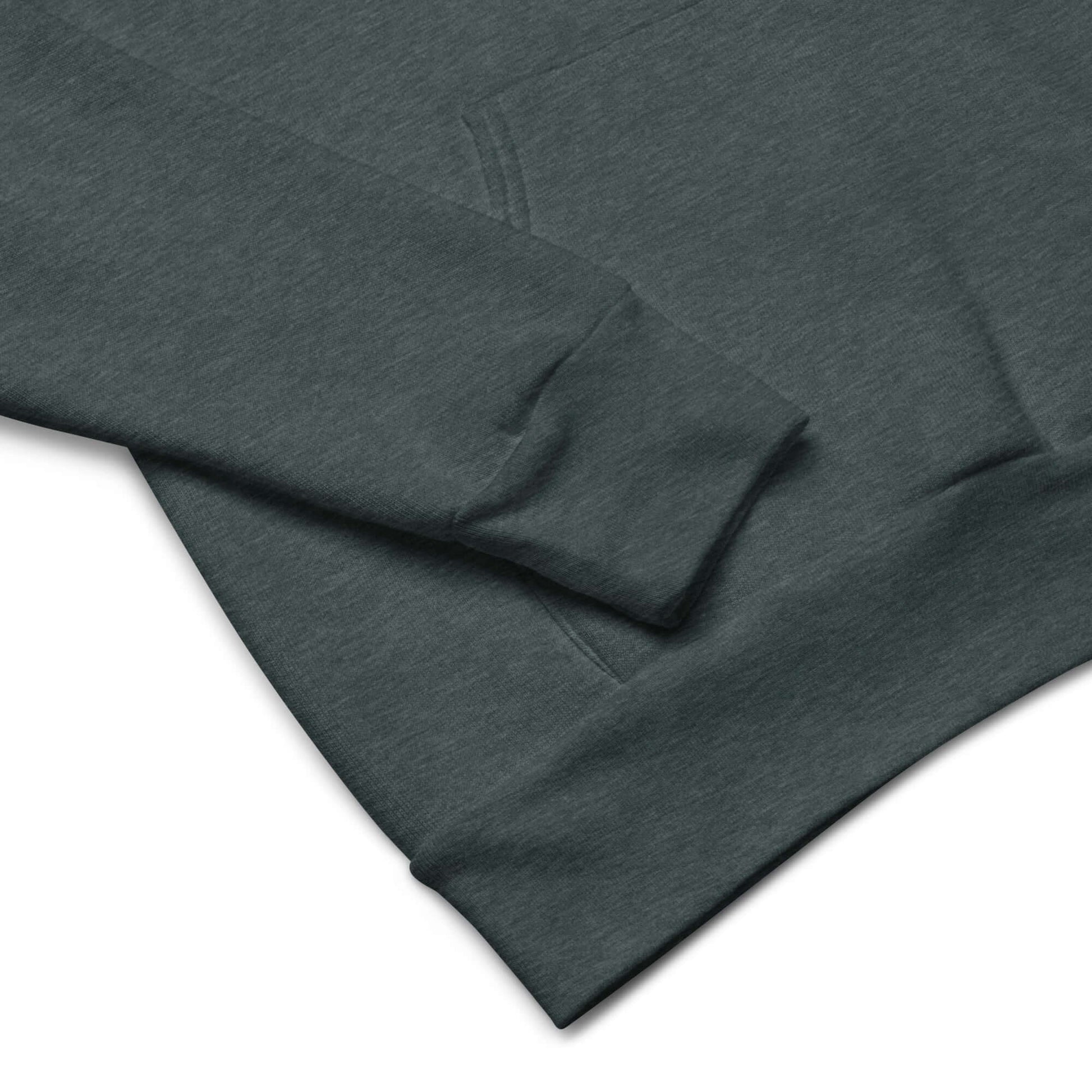 Close-up of Women’s LOVE Pickleball Hoodie in dark green, showcasing fabric texture and sleeve details.