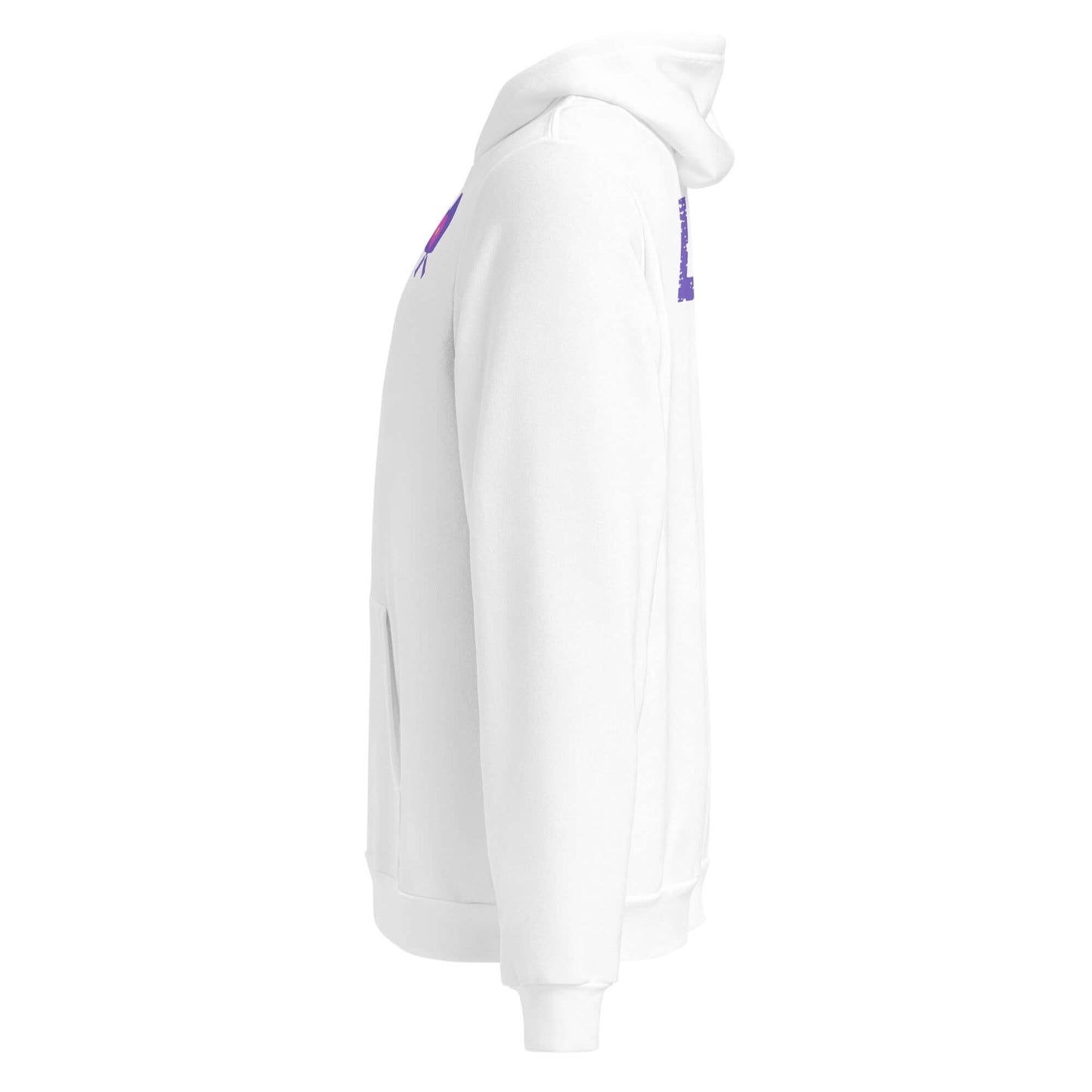 Side view of Women’s LOVE Pickleball Hoodie in white, showcasing its stylish design and cozy fit.