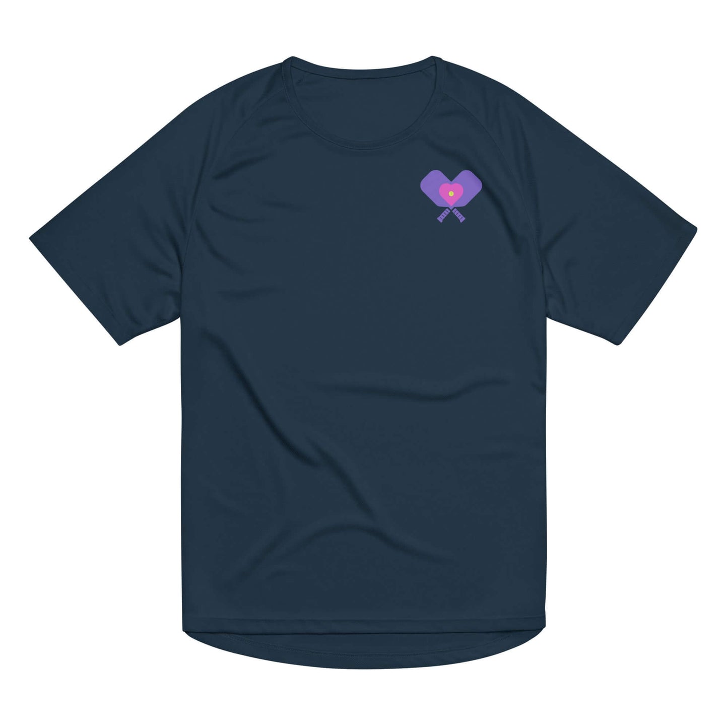 Women's performance shirt featuring a heart graphic and subtle pickleball design, ideal for on-court play.