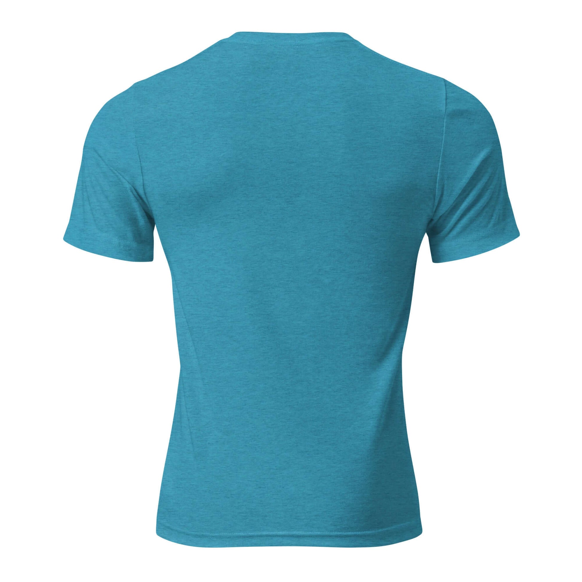 Back view of a women's turquoise t-shirt showcasing a soft and comfortable fabric design.