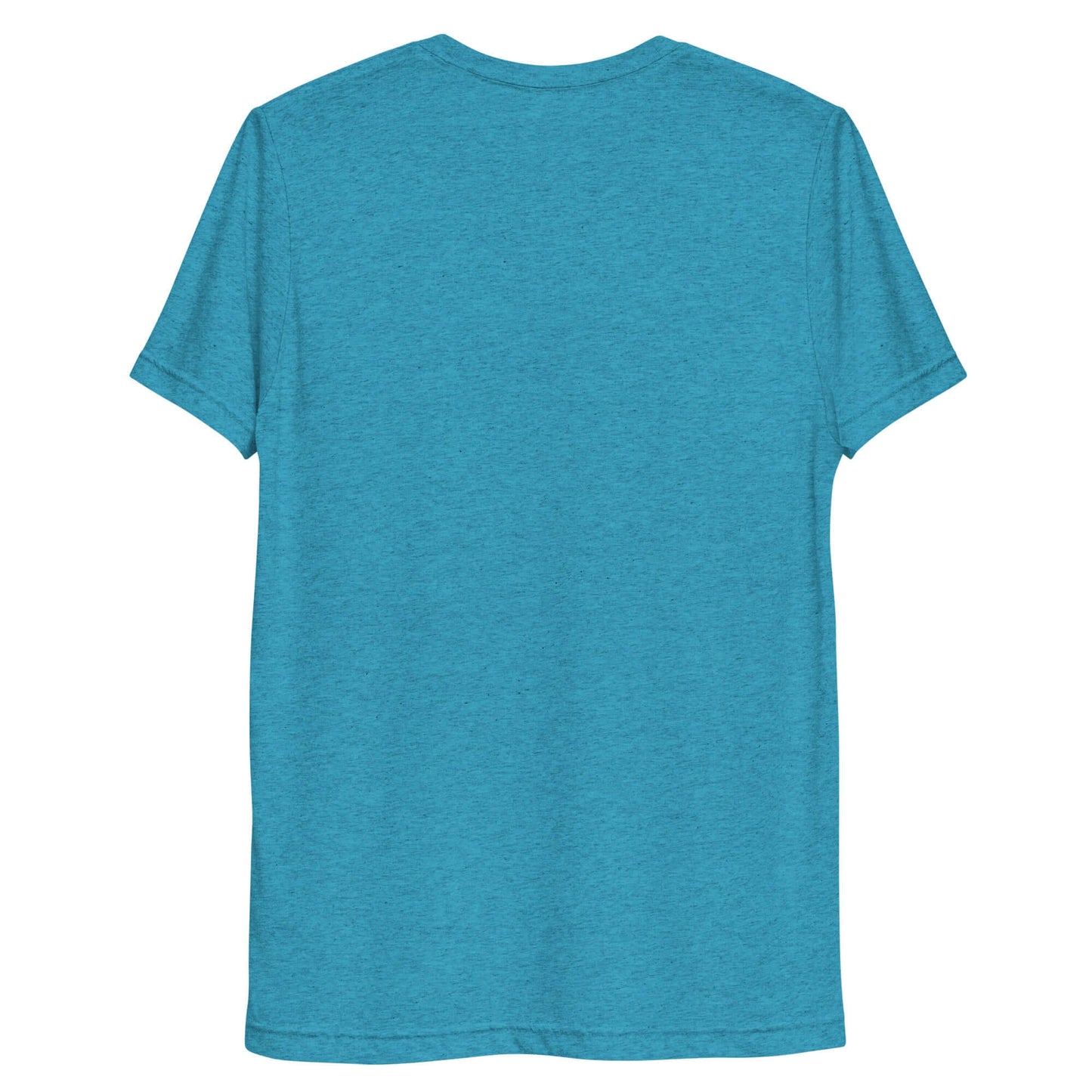 Back view of Women’s LOVE Pickleball Short Sleeve Shirt in vibrant teal color, showcasing premium tri-blend fabric.